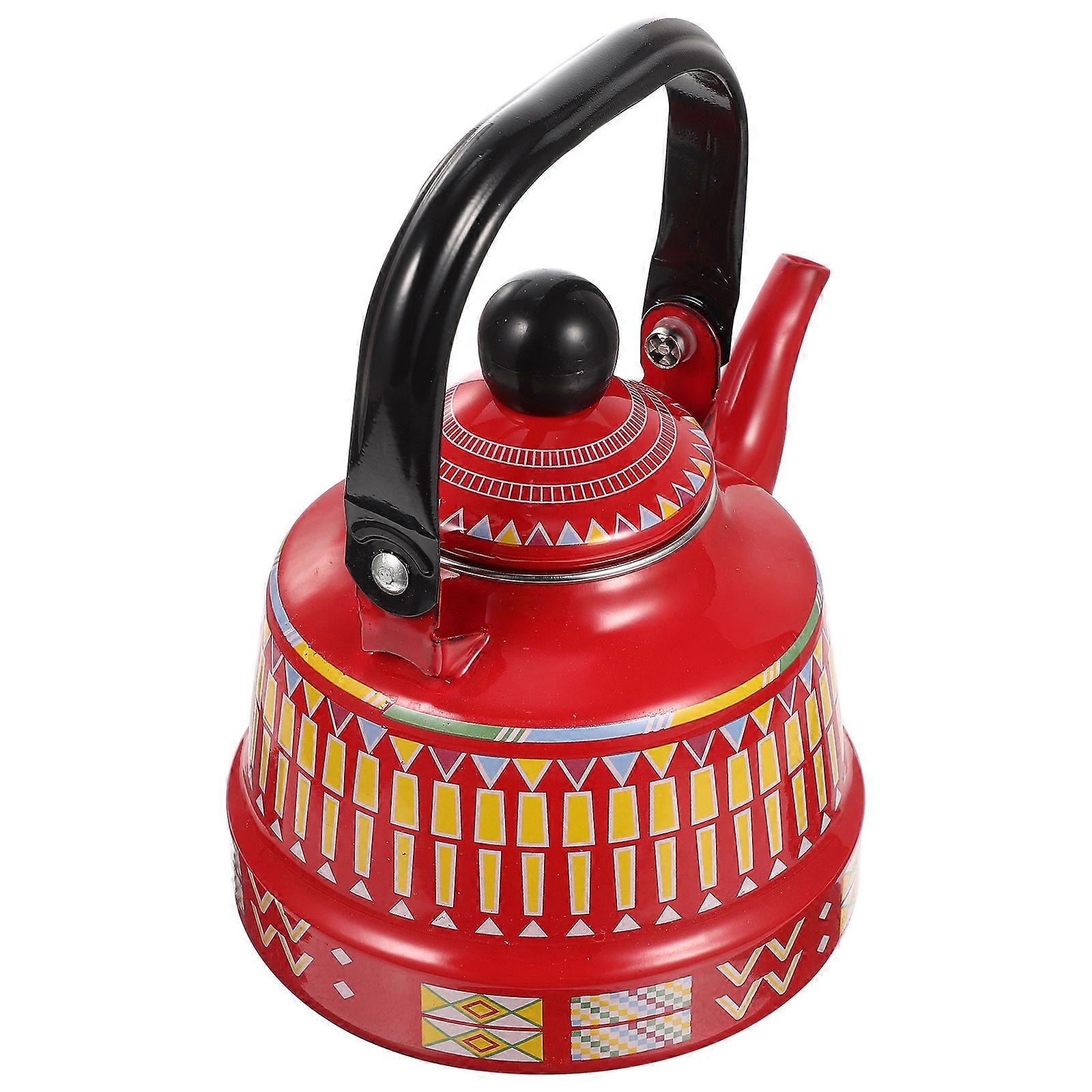 Tea Kettle Household Red Enamel for Heating Coffee and Tea 1Pcs