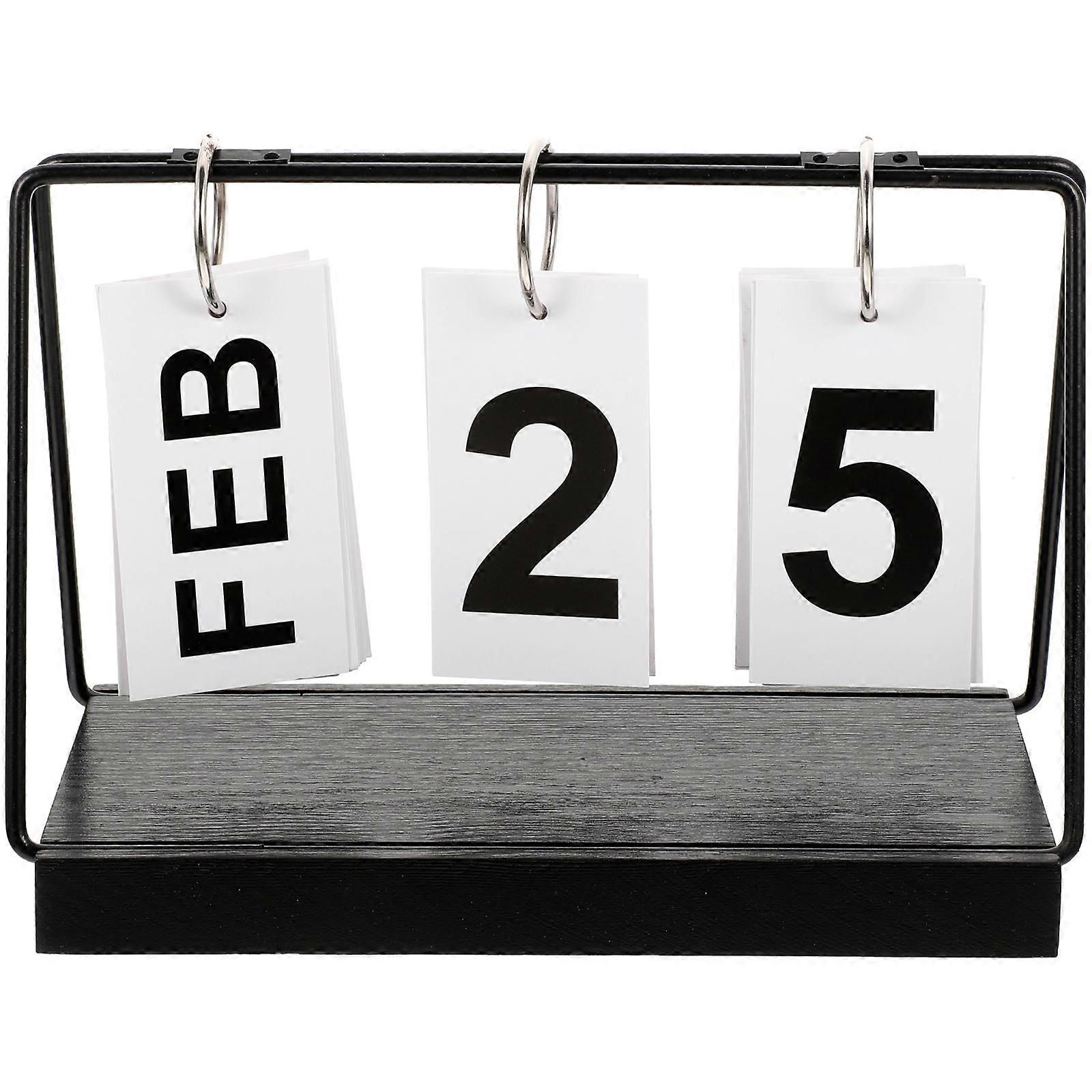 Countdown Months Calendar Wooden Block Calendar for Office Decor Black Wood Material Featuring Date Display Function 1 Set