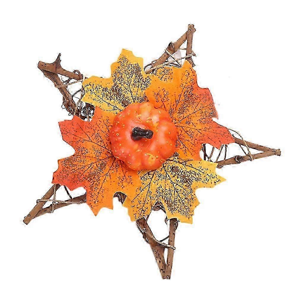 Thanksgivings Halloween Wreath Garland Front Door Decor Wall Artificial Maples Leaves Ornaments Gift