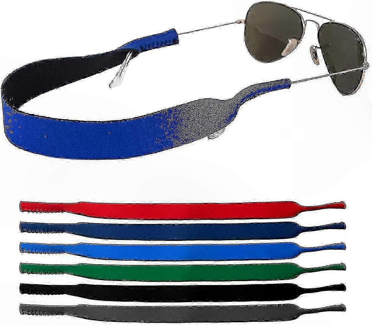 6-Pack Flexible Eyewear Retainers for Sports, Running, and Water Activities, Adjustable Floating Straps