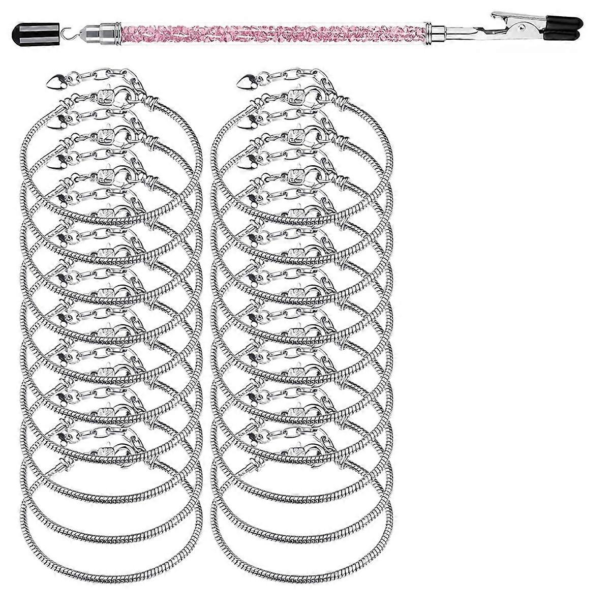 Stainless Steel Snake Chain Bracelets with Bracelet Helper Tool