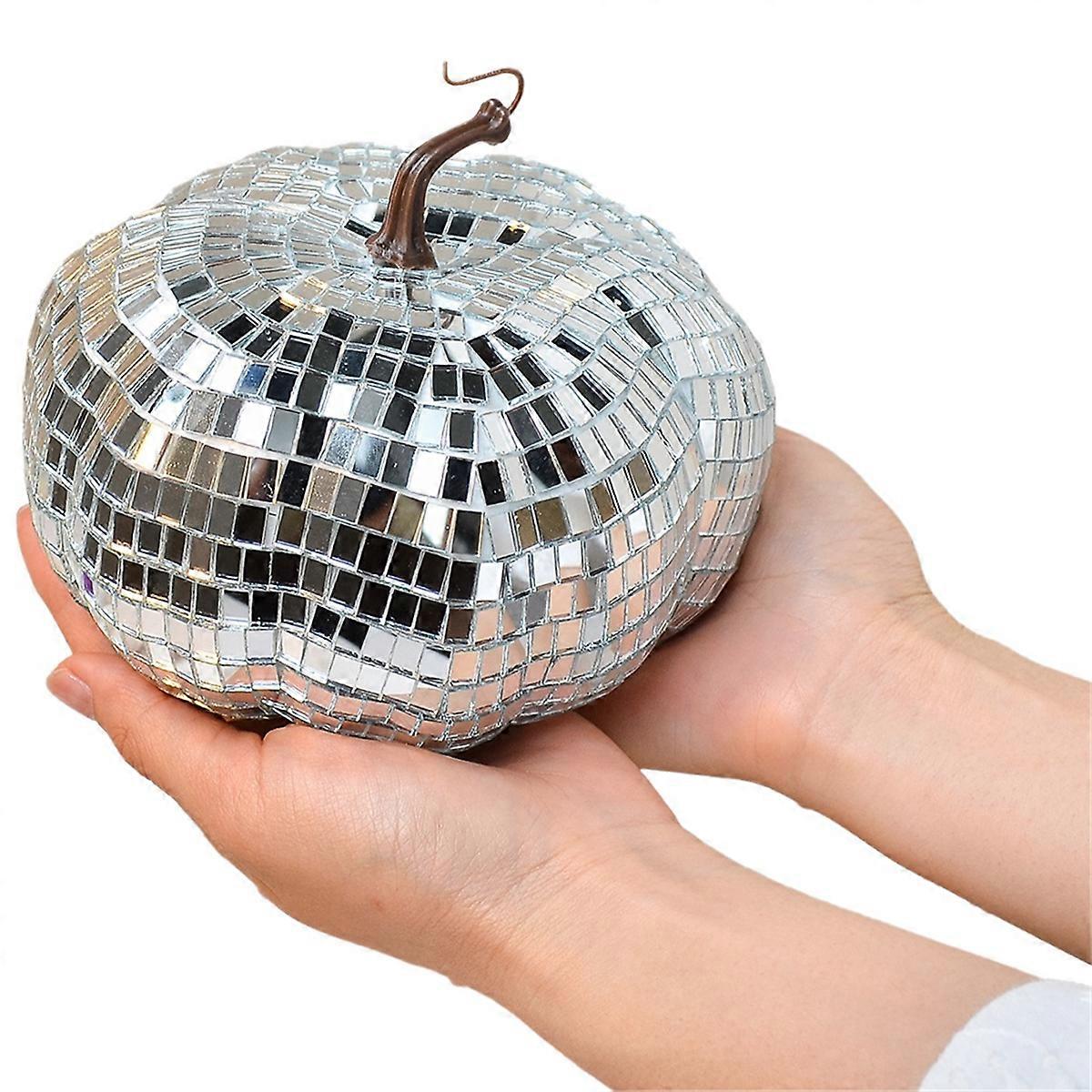 Silver Mirror Disco Ball, Pumpkin Shape Disco Ball,15cm