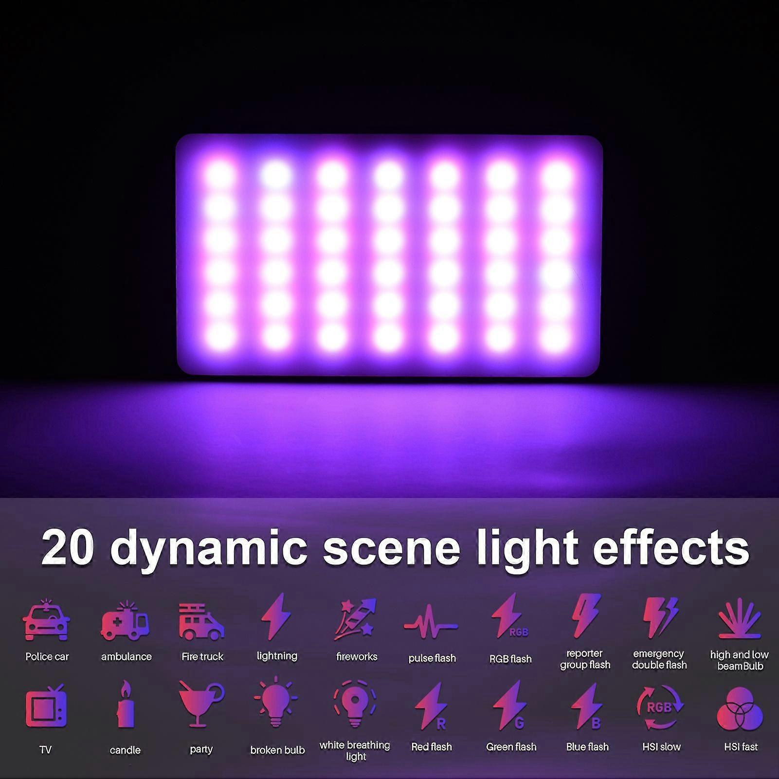 Andoer W140 RGB LED Video Light Rechargeable Photography Fill Light CRI95+ 2500K-9000K Dimmable 20 Lighting Effects with LCD Display Cold Shoe Adapter
