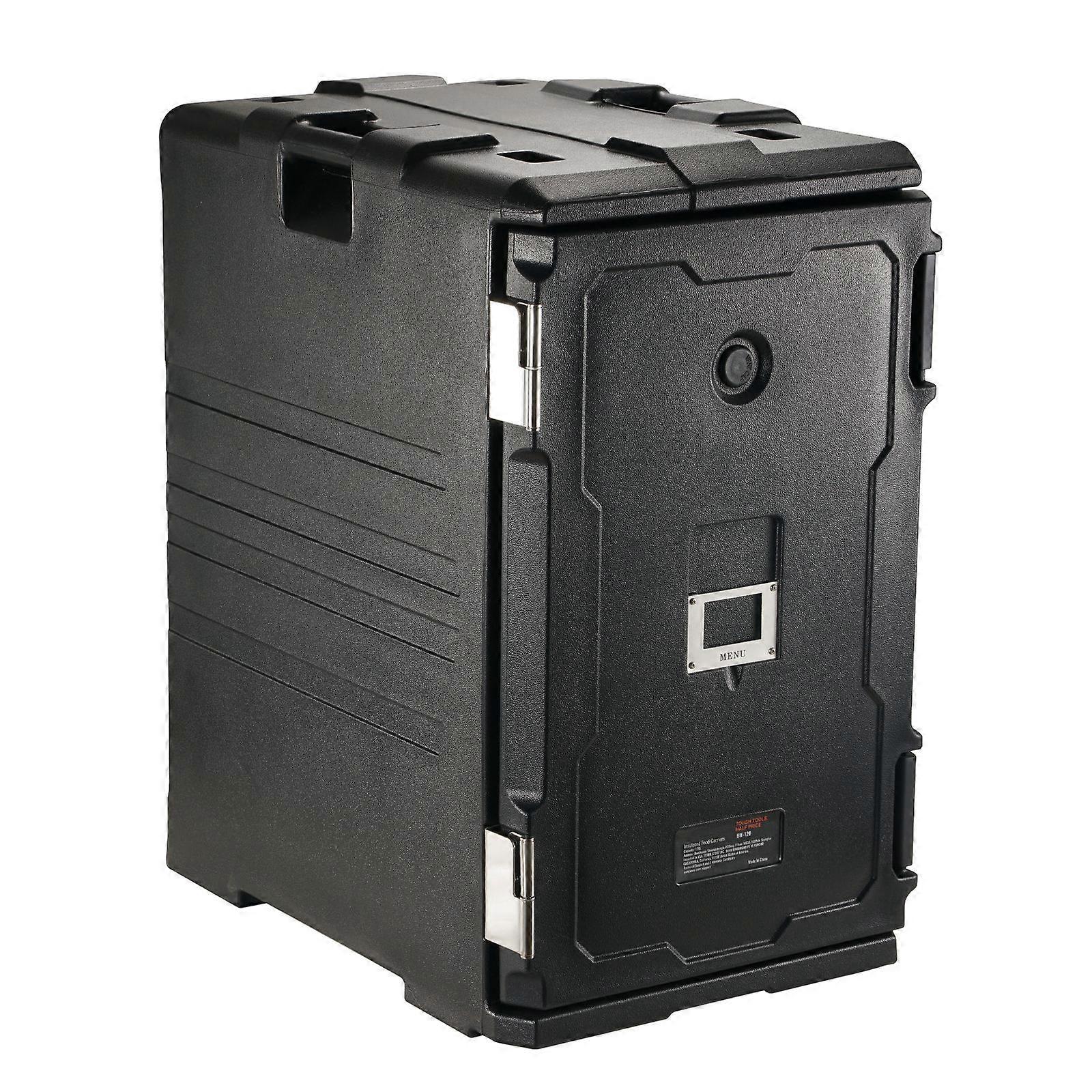 Insulated Food Pan Carrier, 109 Qt Hot Box for Catering, LLDPE Food Box Carrier with Double Buckles, Front Loading Food Warmer with Handles