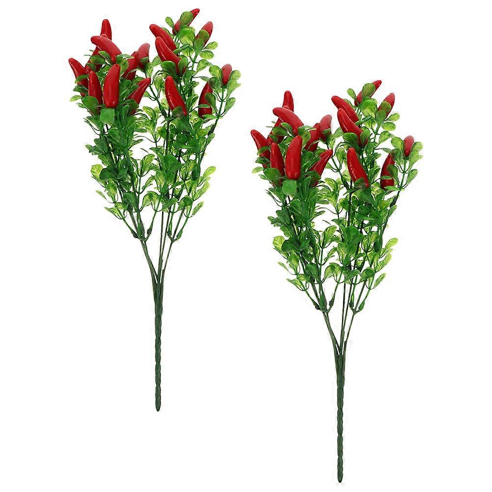 Plastic Pepper Stems Artificial Vegetables Decor Diy Crafts Office 2Set