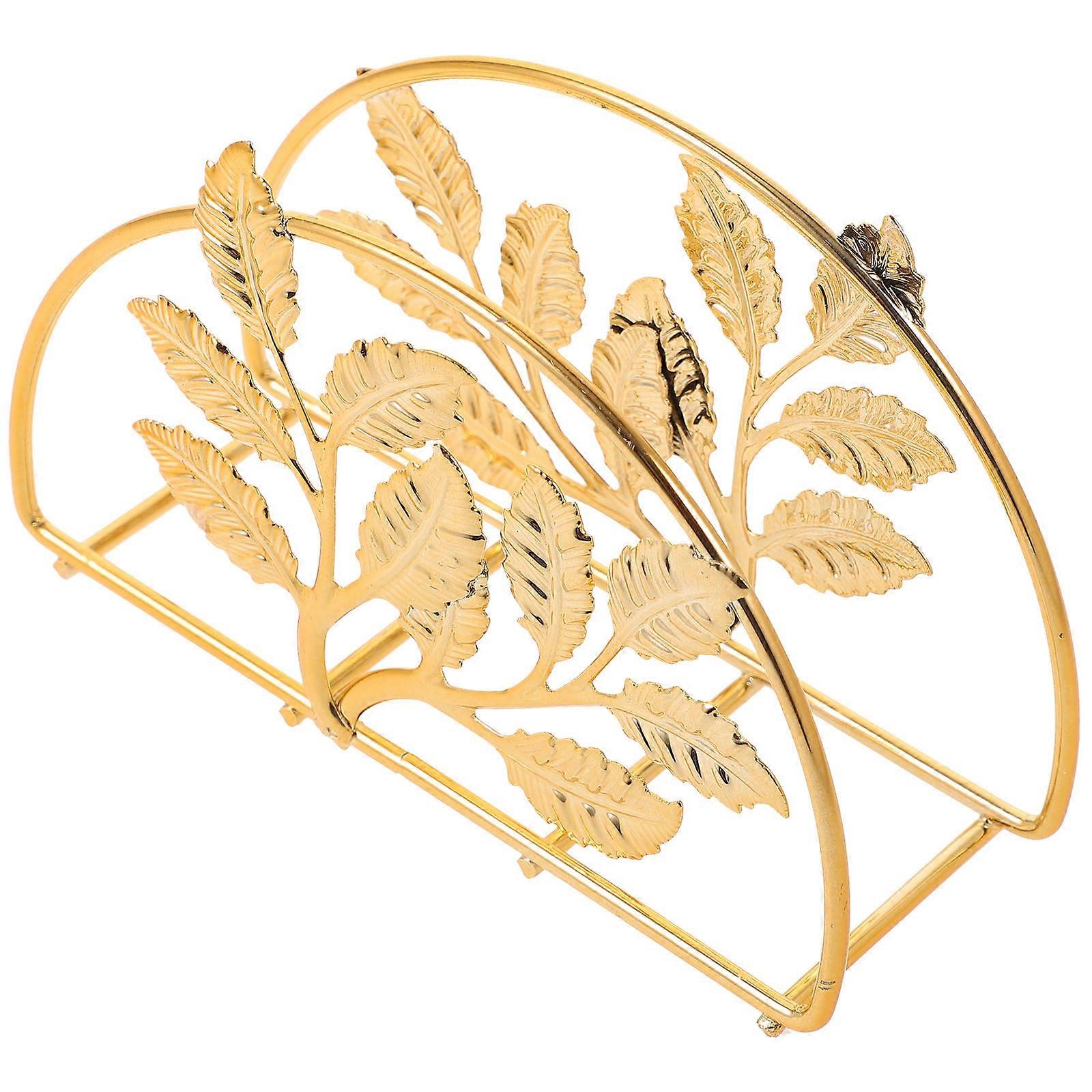 Tissue Dispenser Holder With Stylish Leaf Design For Home And Cafe In Golden Color For Efficient Napkin Storage 2Pcs