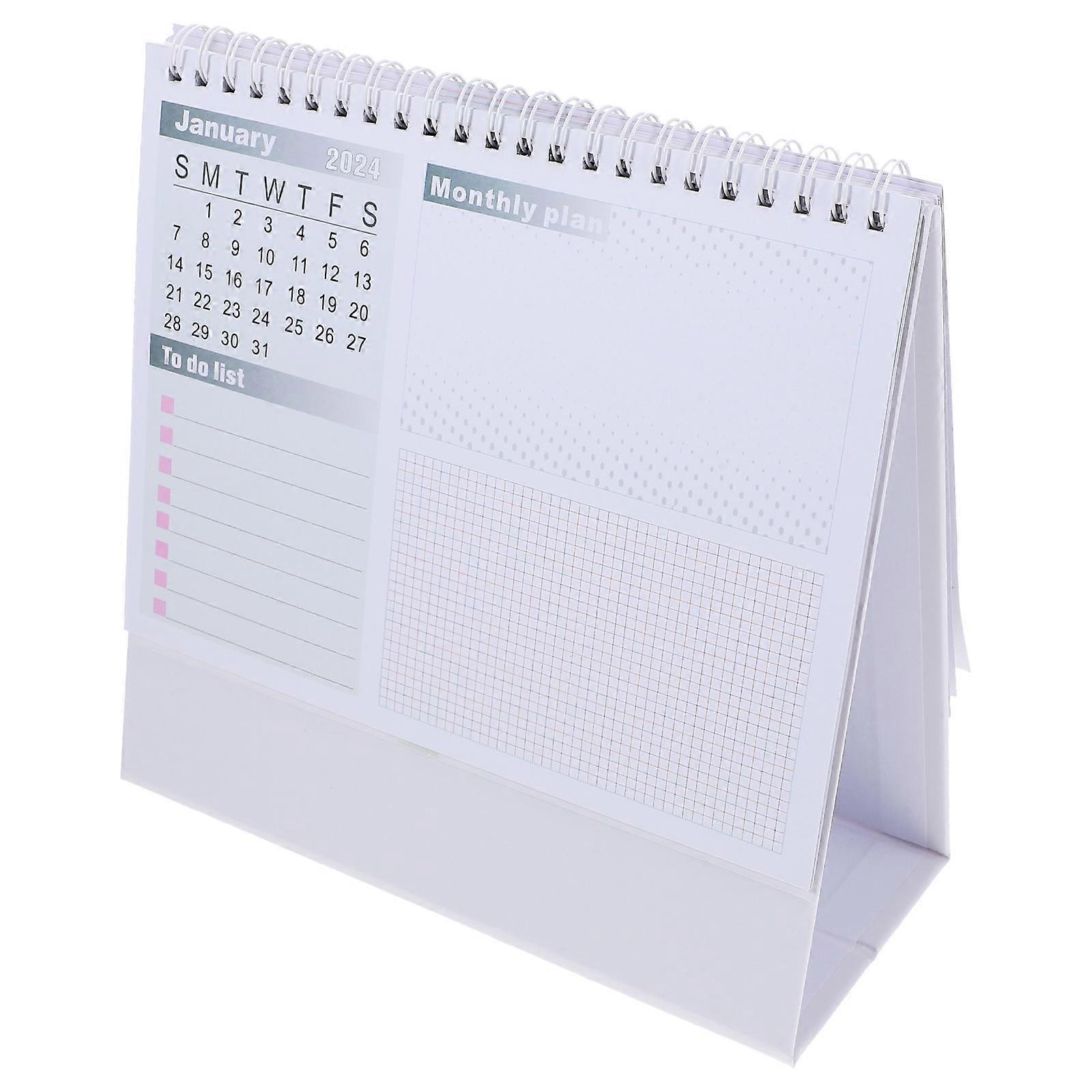Monthly Calendar English Desk Table Calendar for Office Use 3Pcs