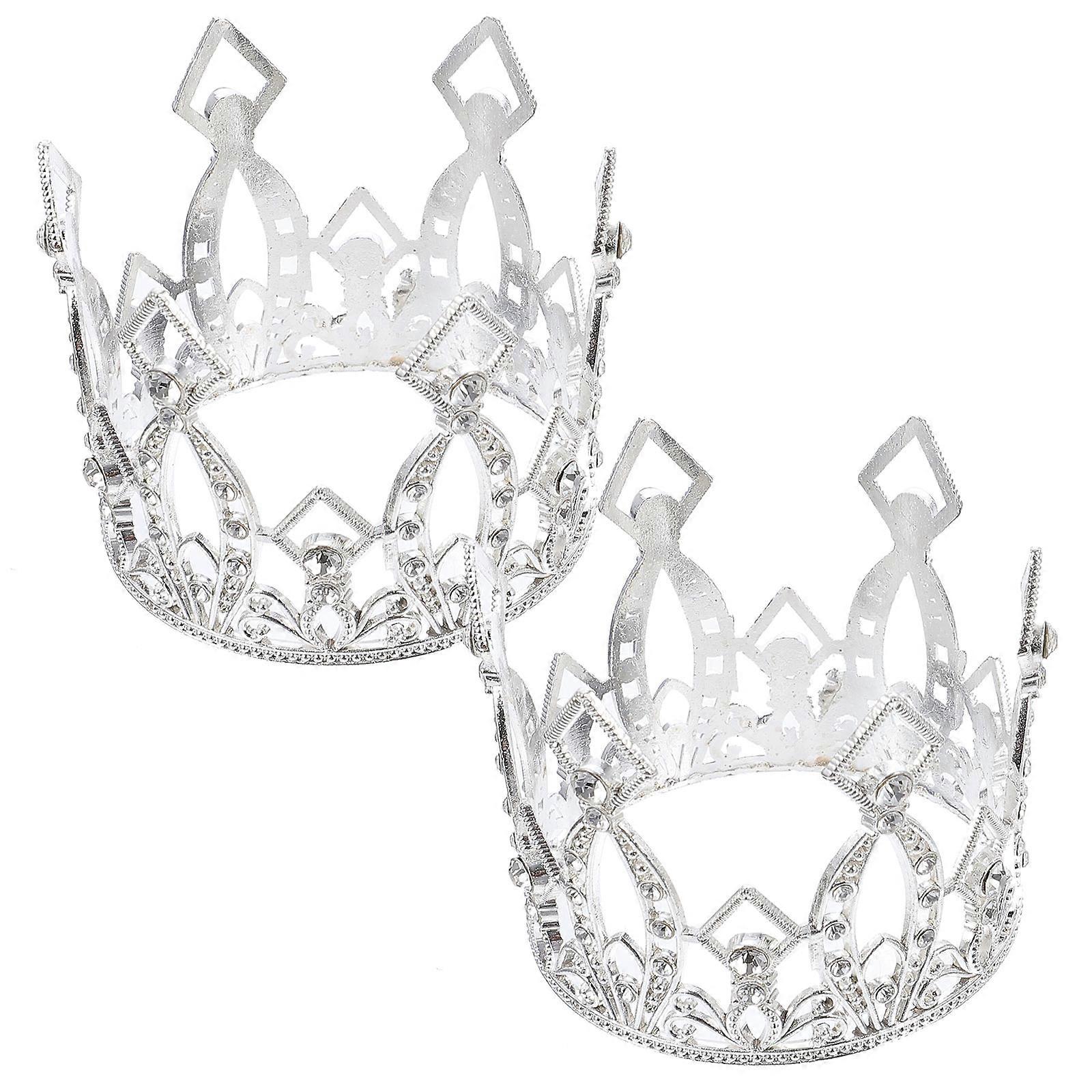 Cake Decor Mini Crown for Party 14Pcs Silver Decorative Cake Topper