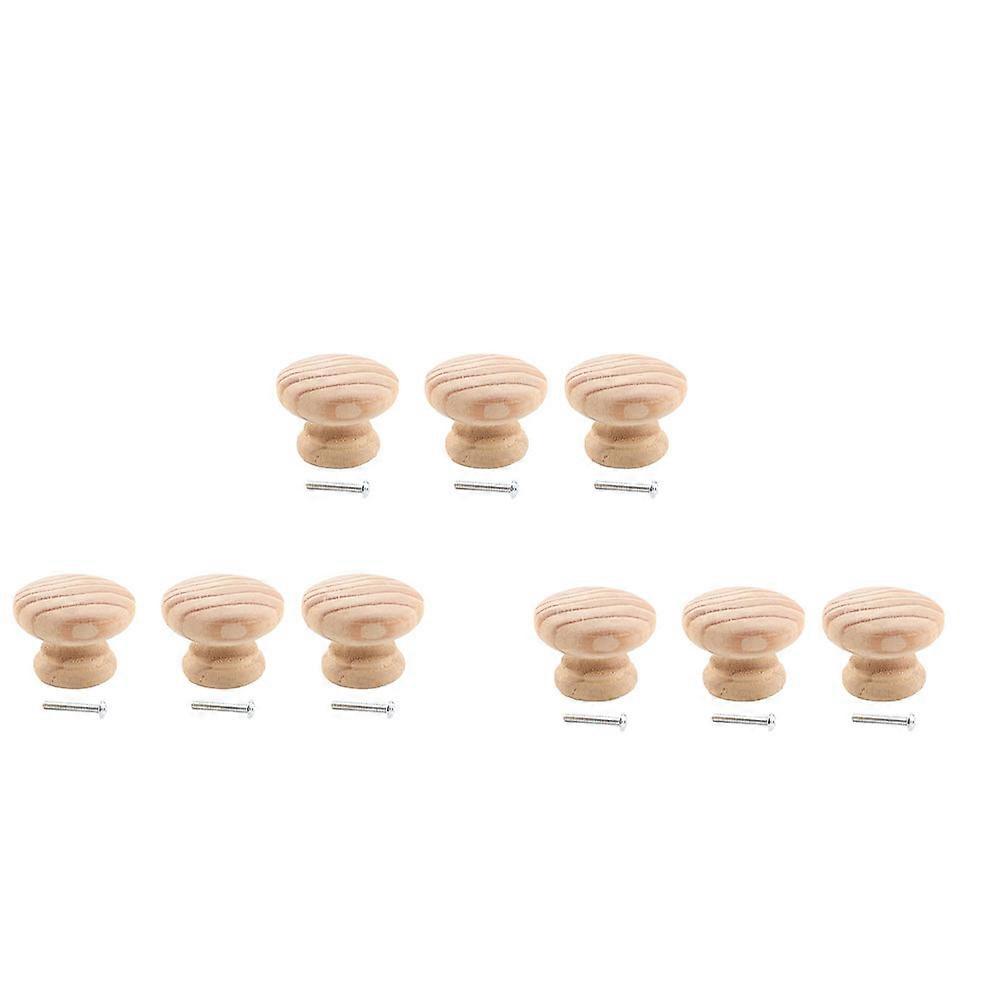 Cabinet Handle 9Pcs Simple Round Drawer Pulls For Home Use Beige Wooden Dresser Handles