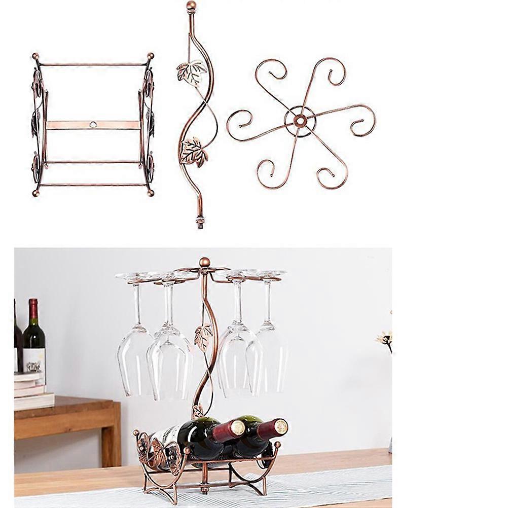Glass Hanger Double Rack Storage For Home Use With Retro Style And Golden Color 1Pack