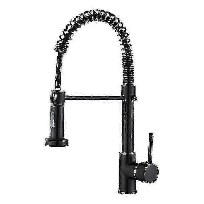 Kitchen Faucet With 360 Rotating Sprayer 2 Modes Spout Pull Out Kitchen Faucet (black)