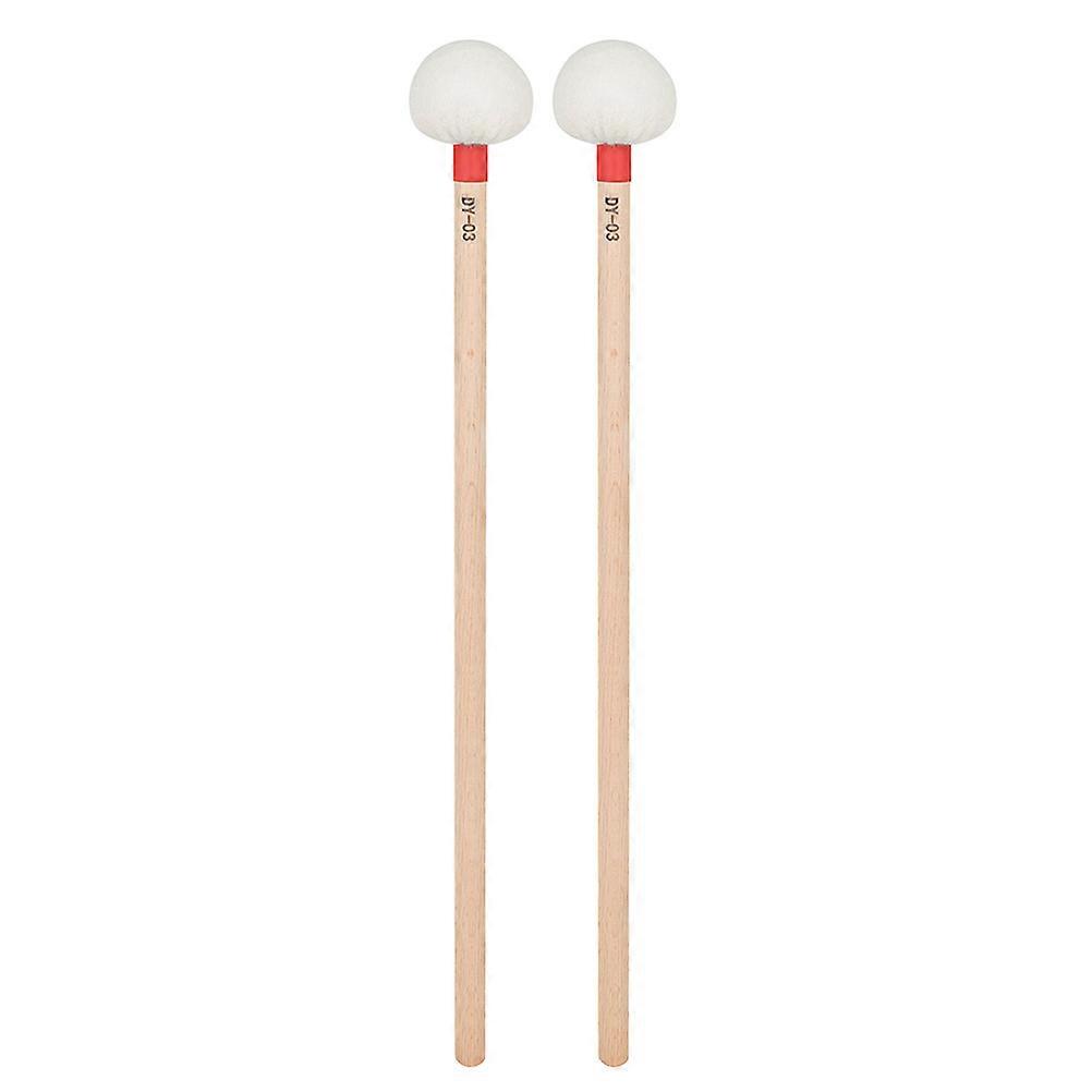 2Pcs Red Felt Drumstick with Wood Handle for Percussion Instrument