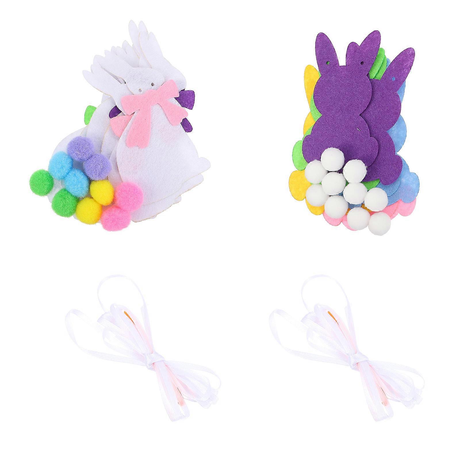 Easter Felt Bunny Hanging Decorations Banner for 4Pcs Party Use