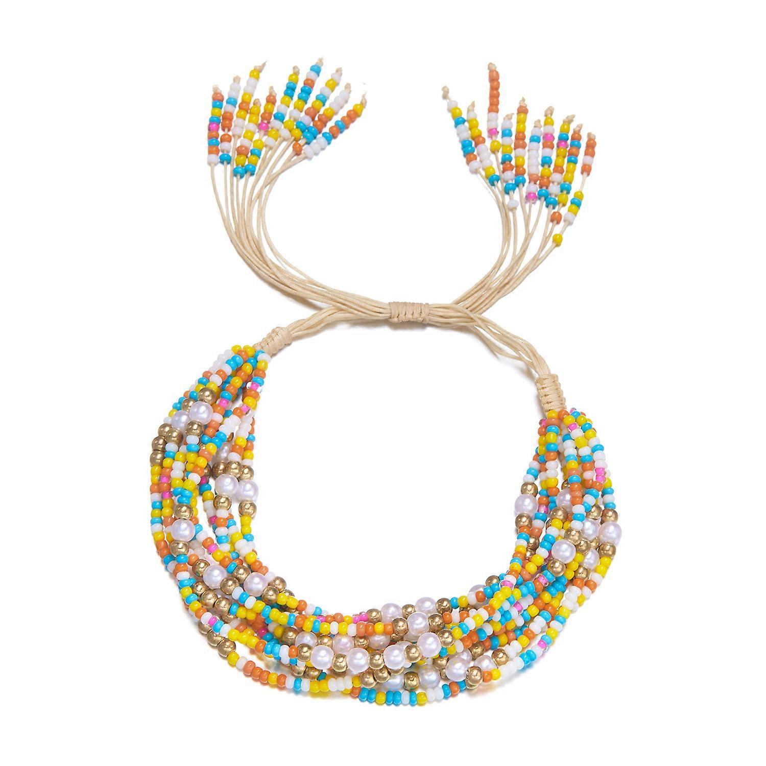 Bracelet, Bohemian Handmade Woven Adjustable Multi-layer Wrap Pearl Seed Beads Bracelet