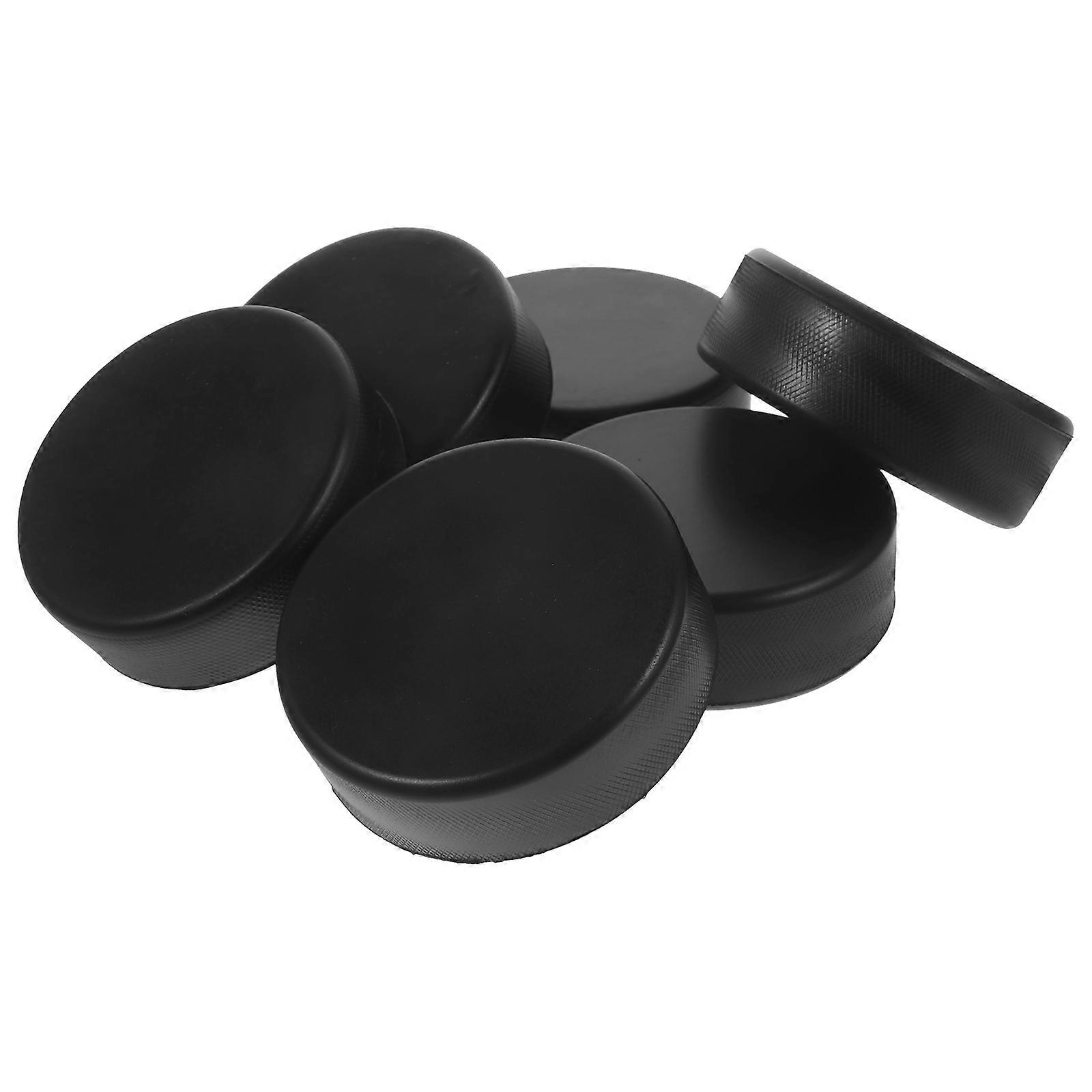 Ice Hockey Puck PU Replacement for Training 6Pcs Set Black