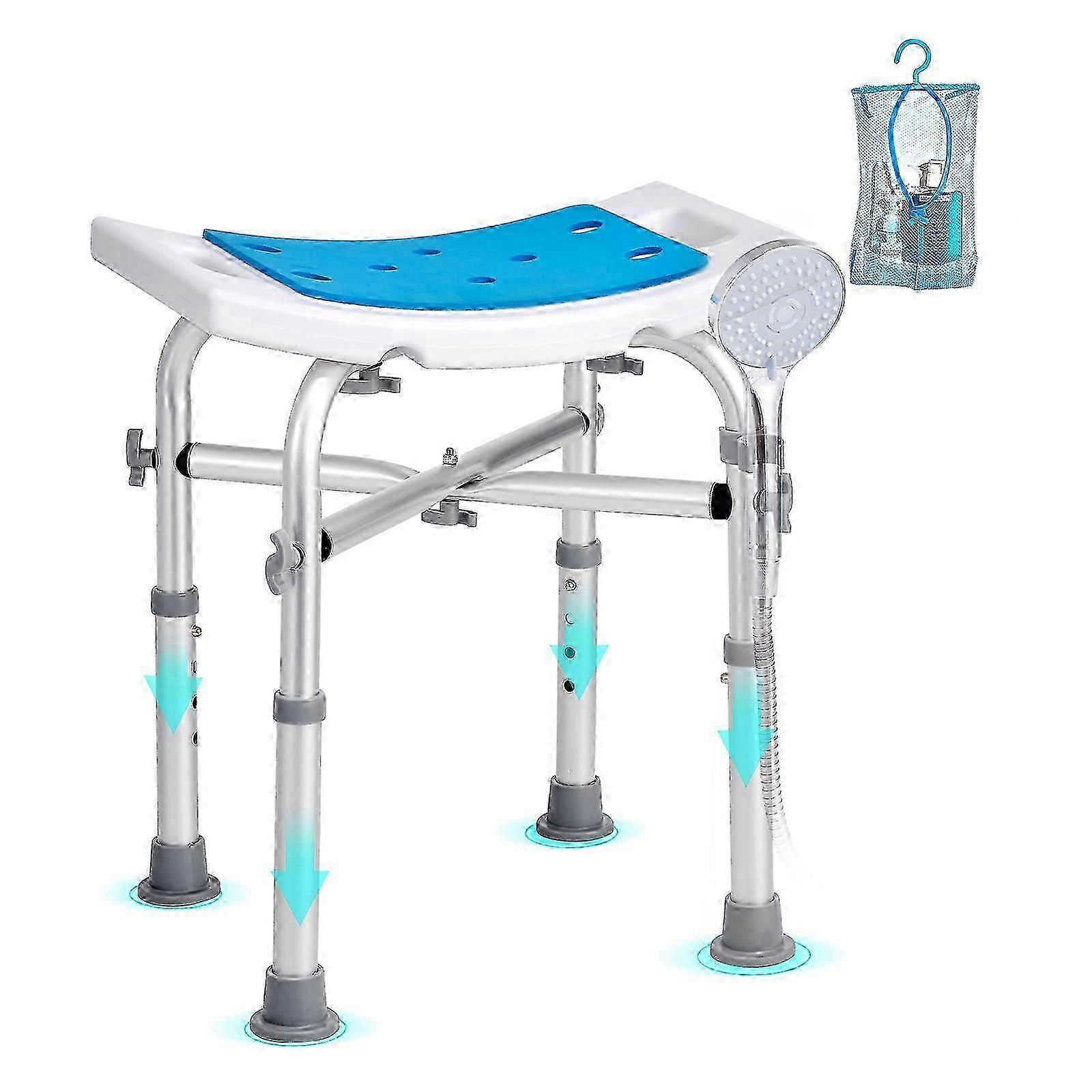 Shower Chair for Inside Shower, Adjustable Height Shower Stool with Crossbar Support, Shower Seat for Shower 26s