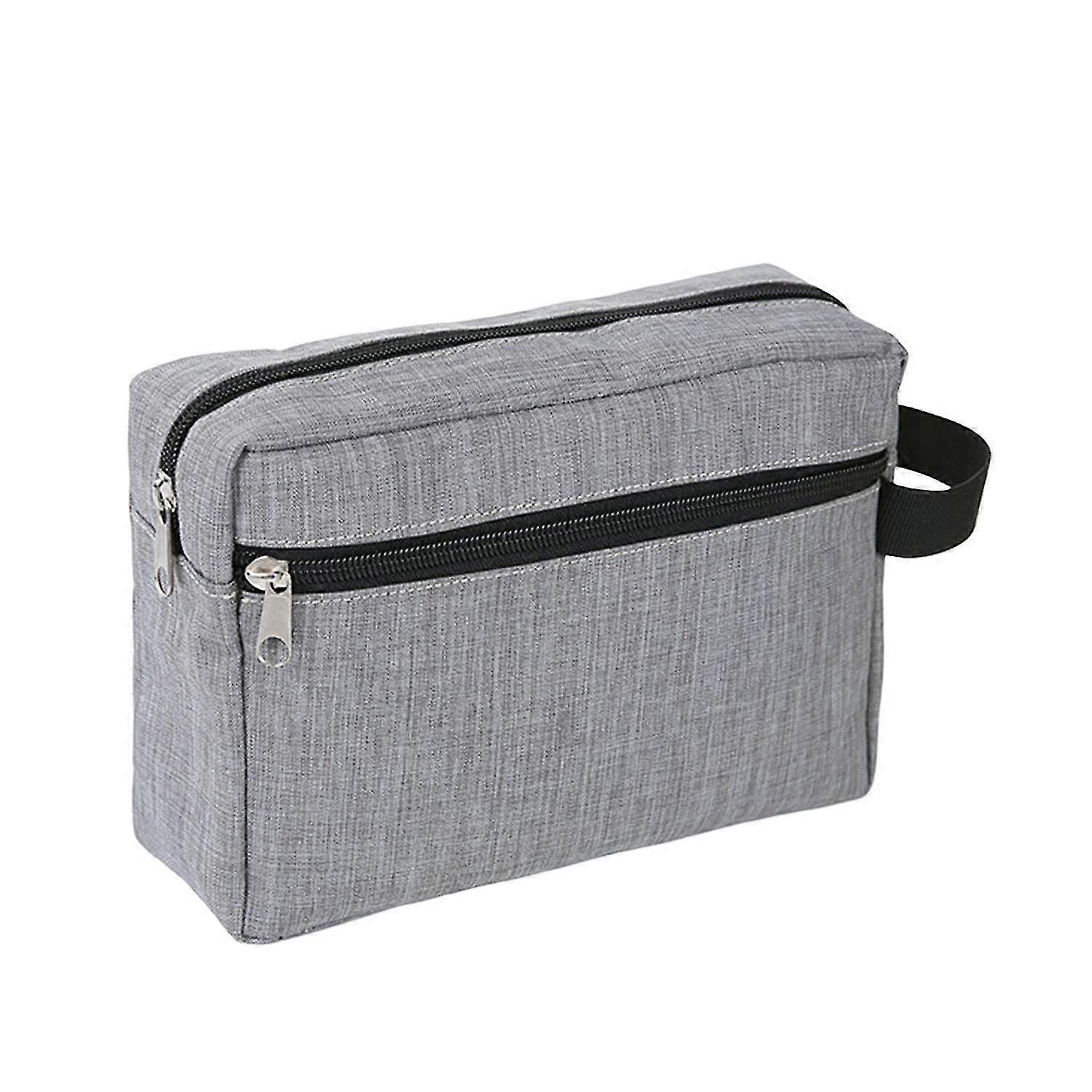 Cosmetic Bag, Double Layer Waterproof Solid Color Smooth Zipper Toiletry Handbag for Travel