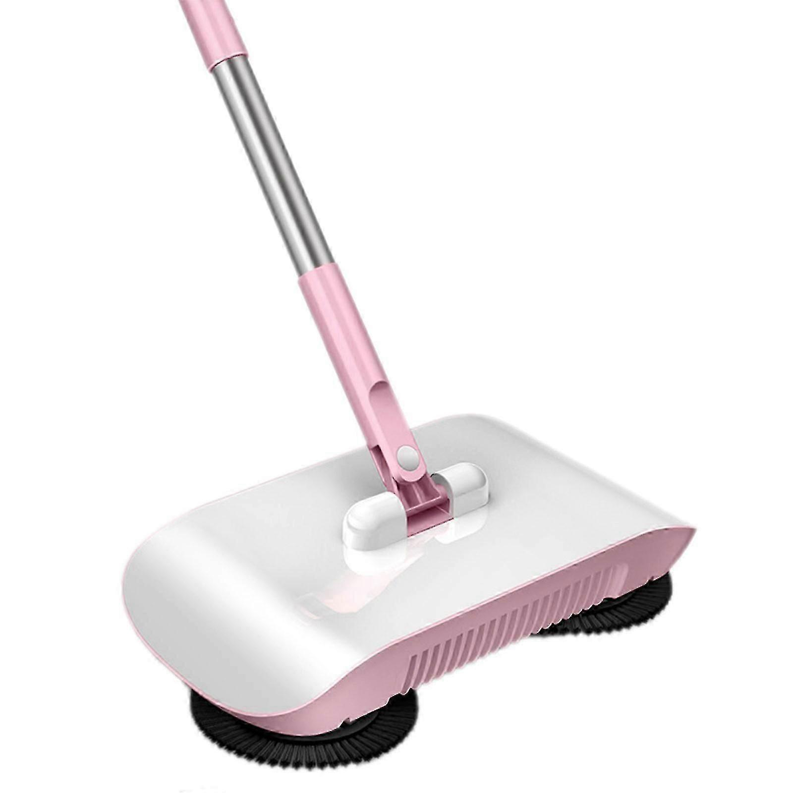AURA Household Sweeper, Manual Floor Cleaner, 2 in 1 Broom And Mop Hand Push Type Cleaner Dustpan Home Cleaning Tools pink