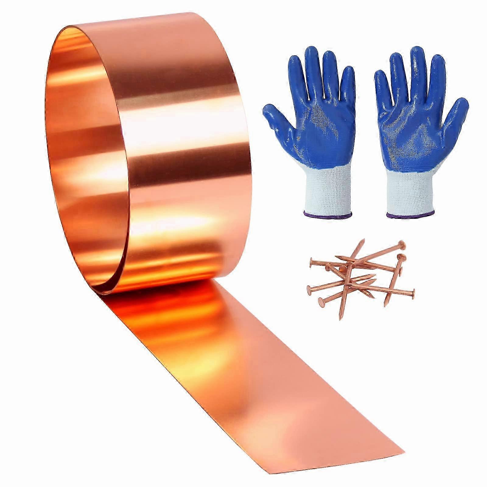 Copper Flashing 99.95% Pure 26 Gauge 0.4mm Thick Copper Strip Roll 4" Width x 8 FT for Contractors & DIY Projects