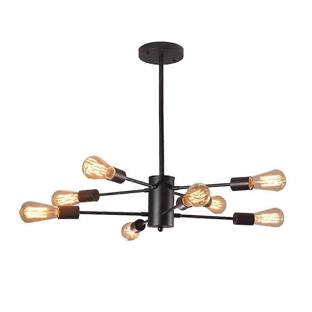 8Lamp Industrial Style Retro Wrought Iron Straight Pole Ceiling Light Satellite Light E27 Socket For Kitchen Dining Room