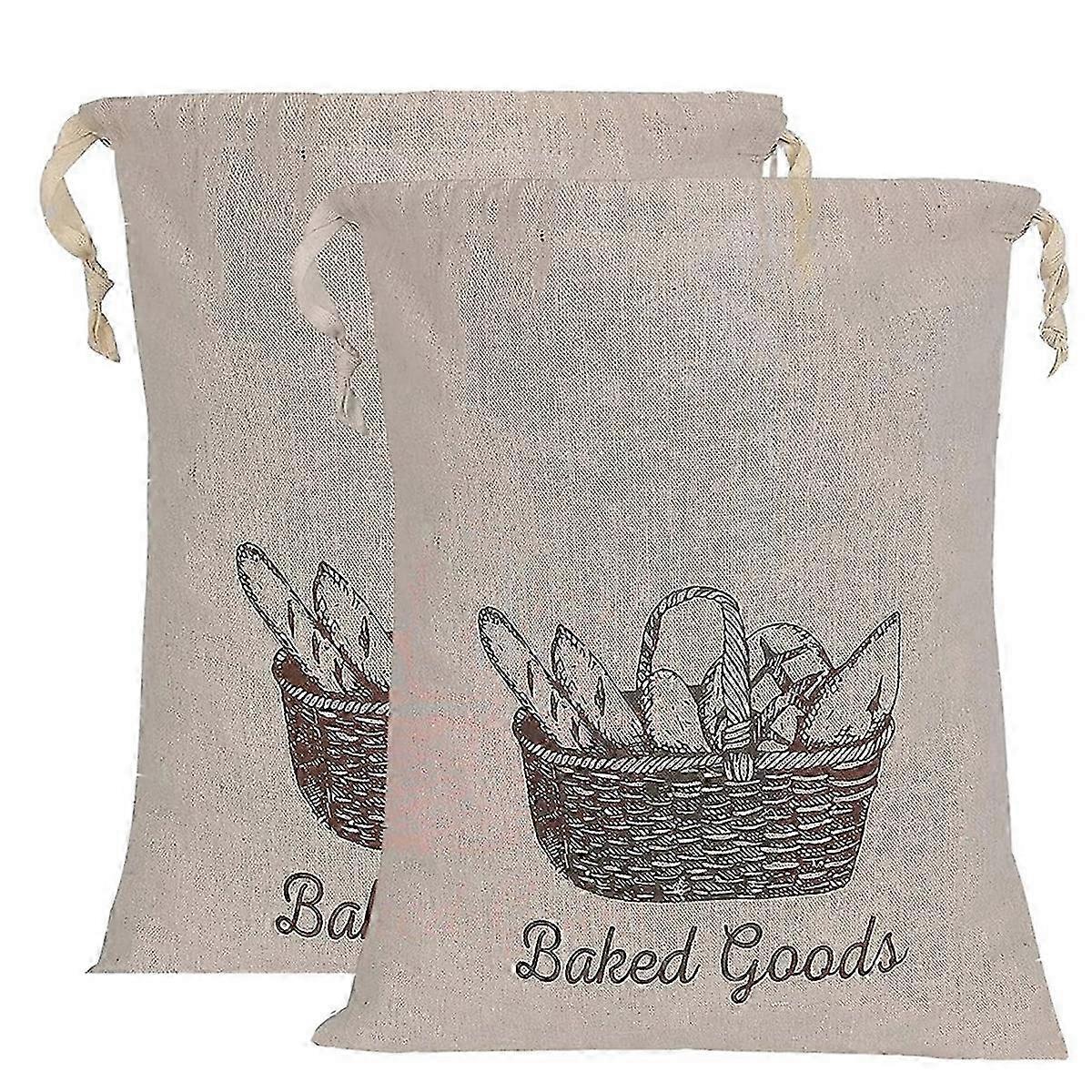Reusable Linen Bread Bags 2 Pack for Homemade Bread