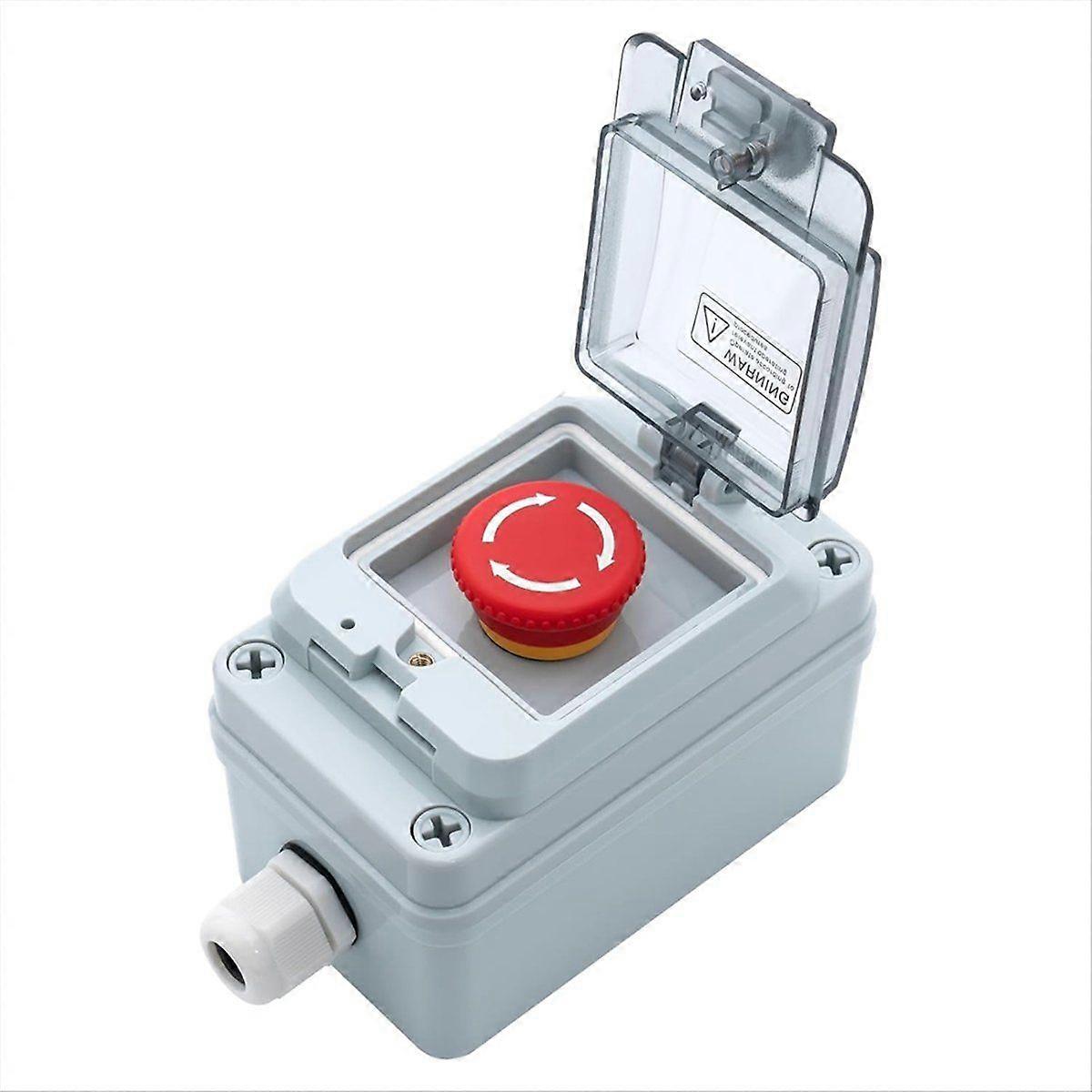 Industrial Emergency Stop Button, Electrical Shut Off Switch, IP67 Waterproof for Construction, Fac