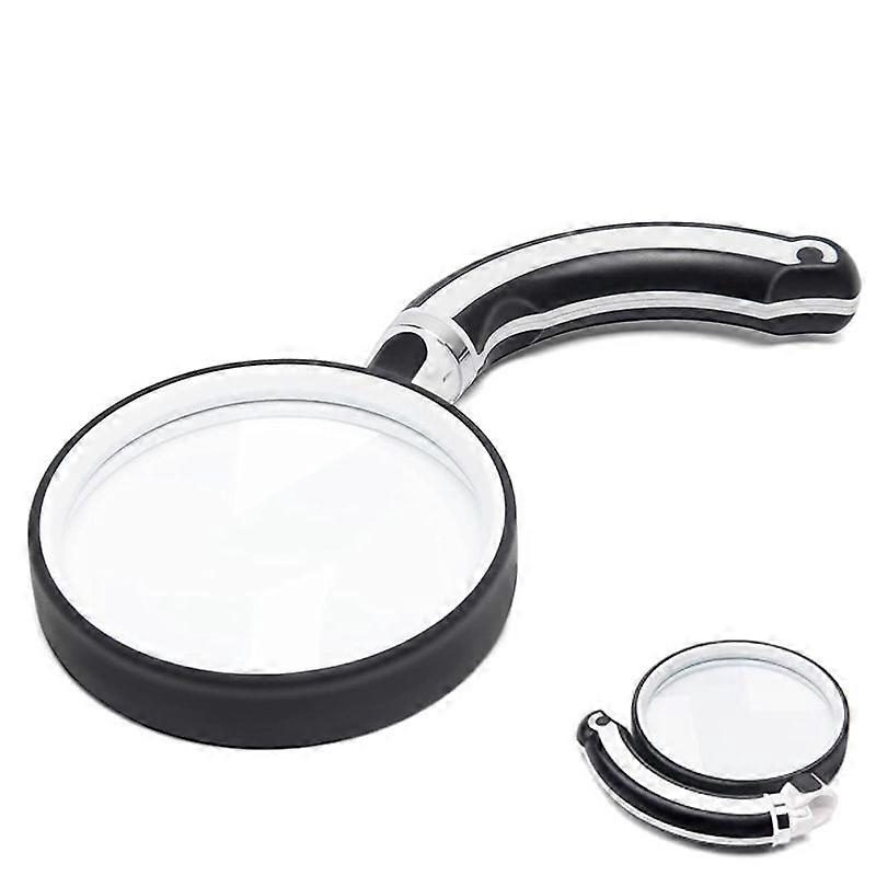 Rubber Handle Folding Rotating Hand Magnifying Glass 75mm