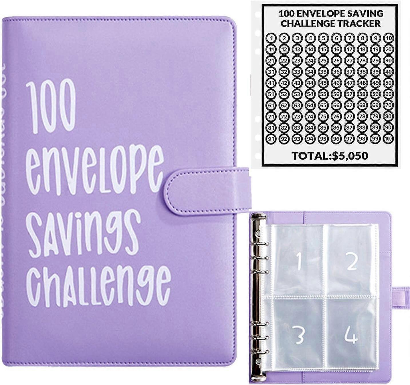 Easygou 100 Envelope Money Saving Challenge Binder, Budget Book with Cash Envelopes for Office, Home, School