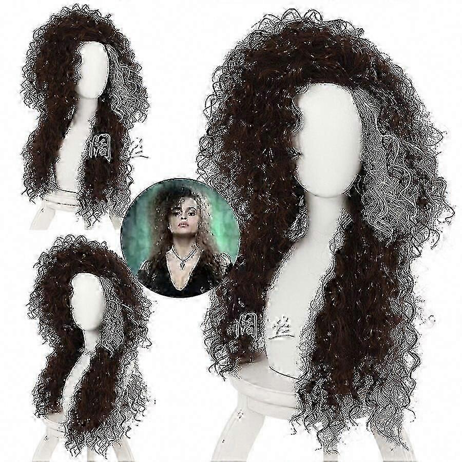 Bellatrix Lestrange Long Mixte Marron Ondulé Perruque Résistant à la chaleur Cheveux Synthétiques Heureux H-2025
