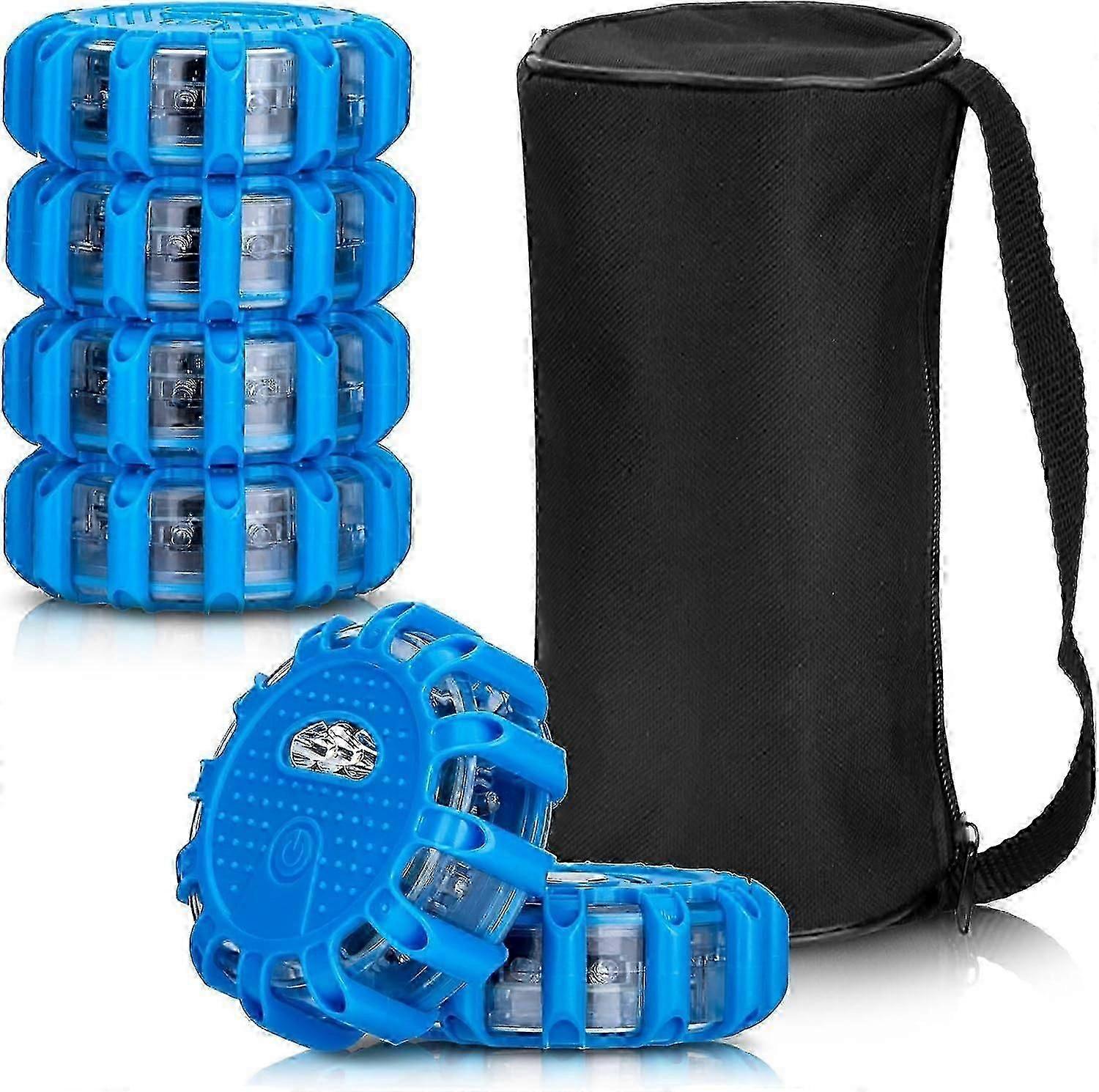 Road Flare Flashing Emergency Signal Warning Led Light For Car Truck Blue Light Blue(pack Of 6)