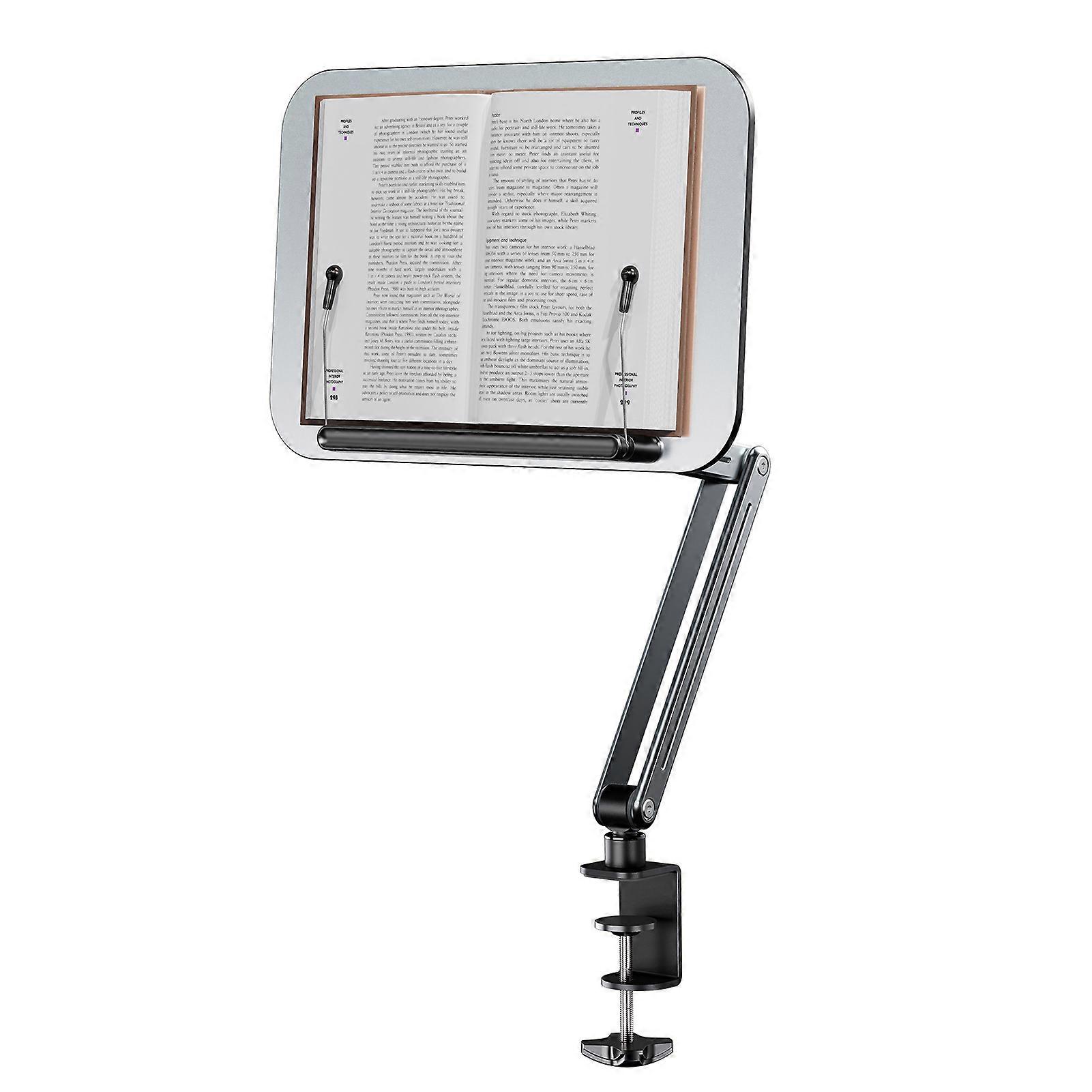 Desktop Book Stand for Reading with Cantilever Arm 360° Rotating and Foldable Aluminum-plastic Panel Free to Adjust Angle and Height Cooking Book Hol