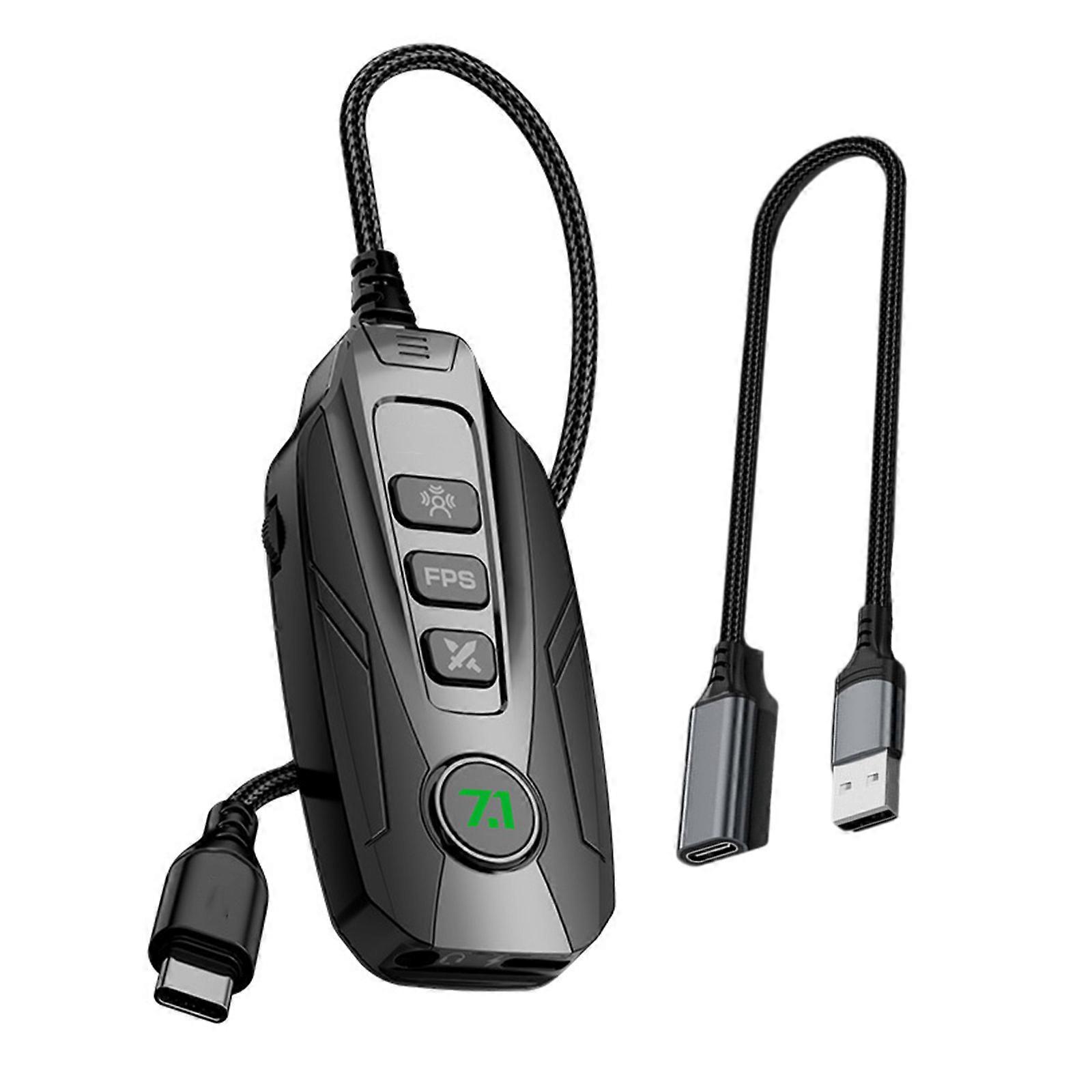 Virtual Surround Sound GS20 Type C/USB Mini Sound Card External for Computers Tablets Notebook PC Widely Ued Multicolor