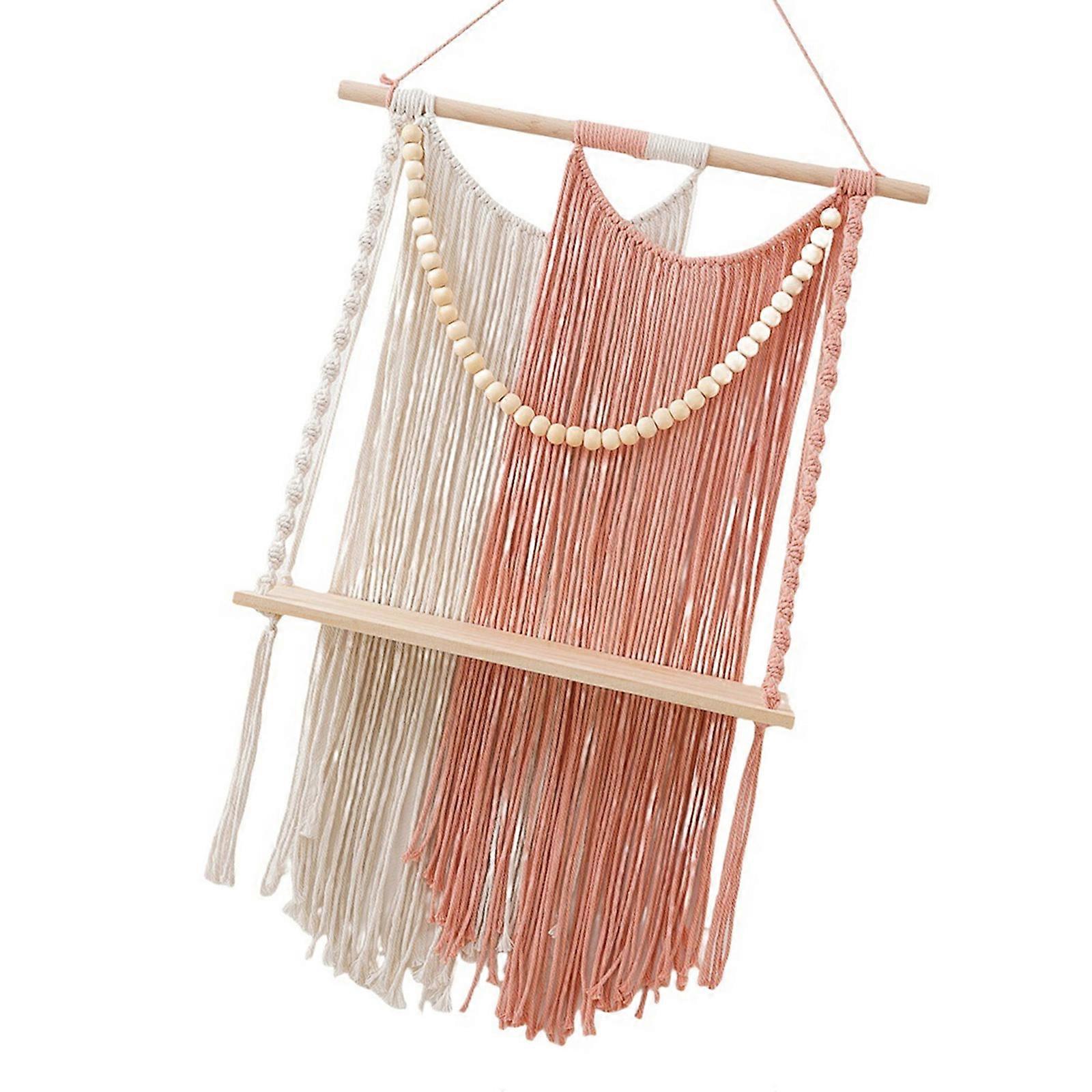 Handcrafted Macrames Wall Shelf Organizers User friendly Design Wall Hanging Shelf for Home Storage and Decoration Multicolor