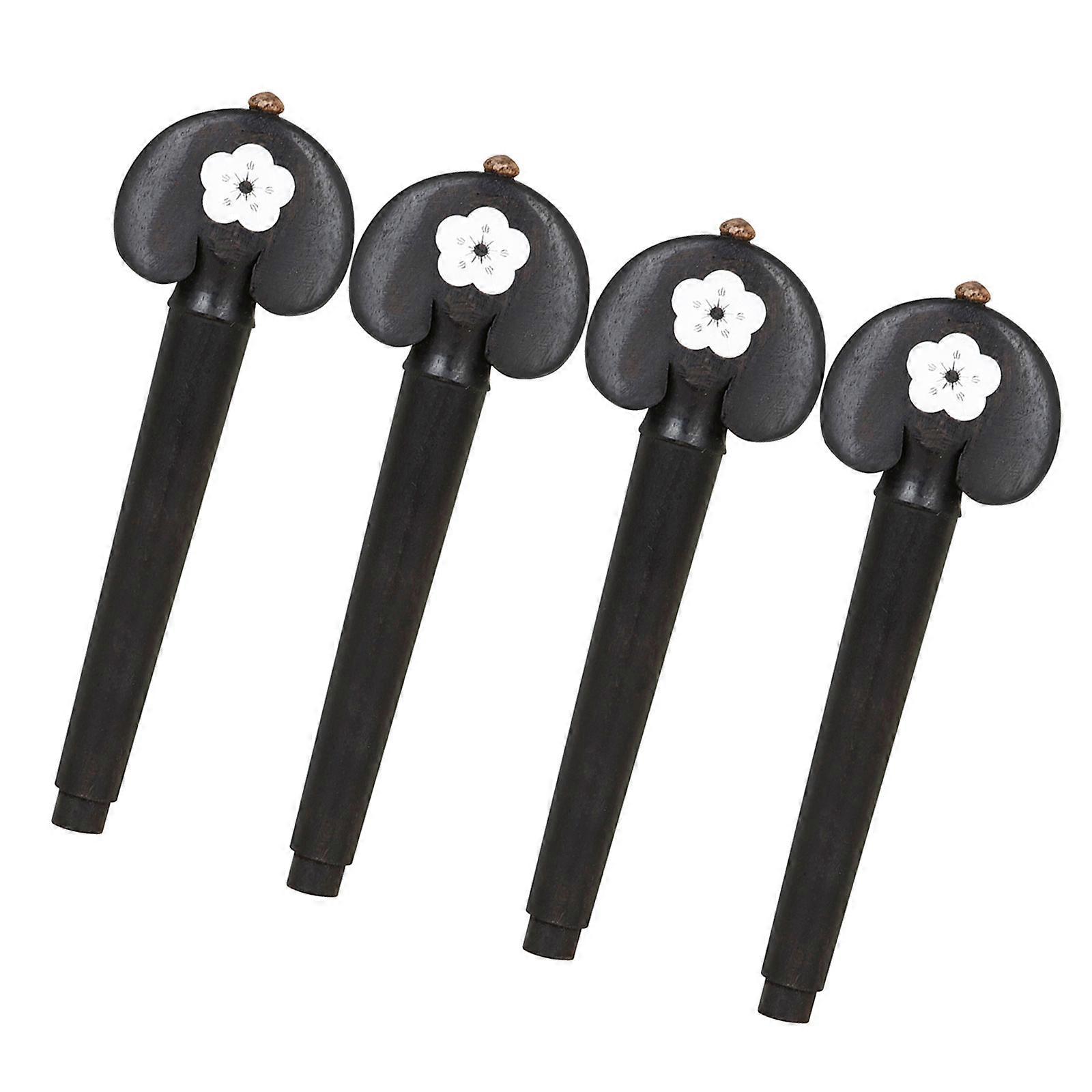 4Pcs Ebony Wood Cello Tuning Pegs Replacement Exquisite Tuners Machine Head for Musical Instruments Easy to Install Multicolor