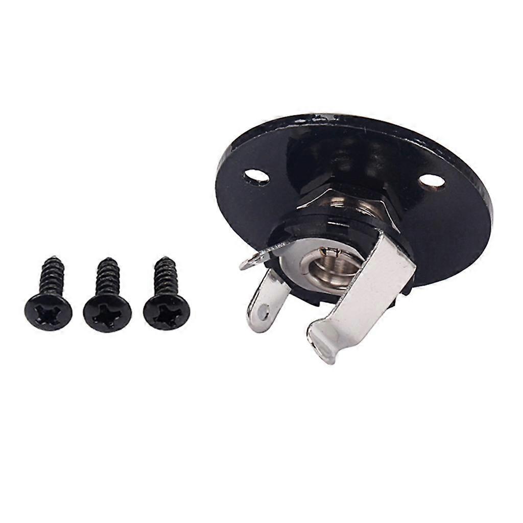 Round Guitar Output for Jack Plug Socket Plate Screws Replacement Parts Black