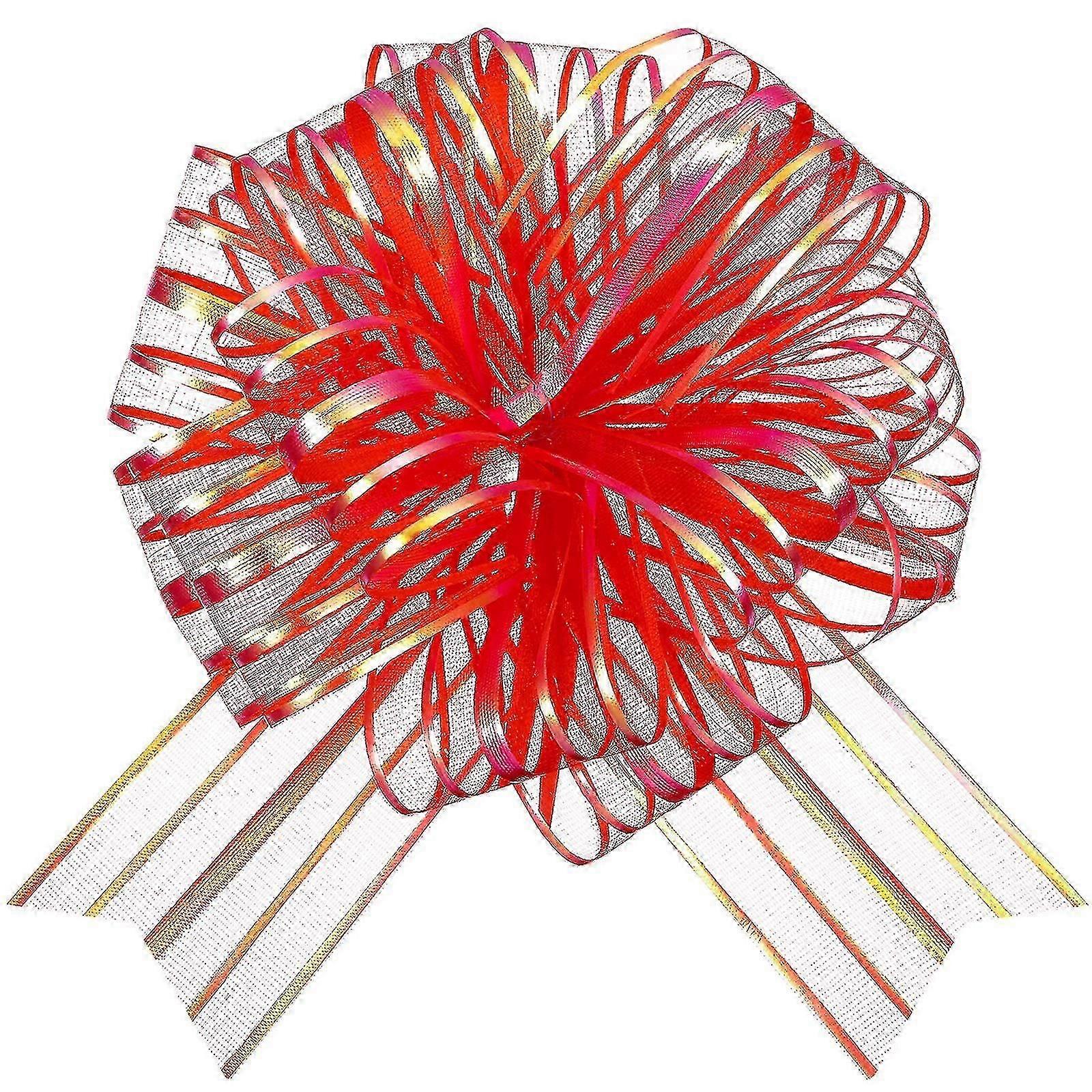 12pcs Pull Bow Large Organza Wrapping Pull Bow With Ribbon