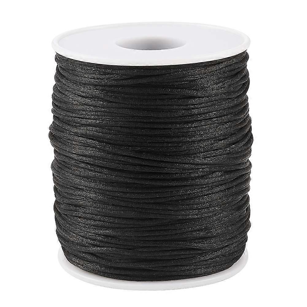 Satin Rattail Cord 1.5mm 109 Yards Black Polyester for Chinese Knotting, Kumihimo, Beading, Macrame