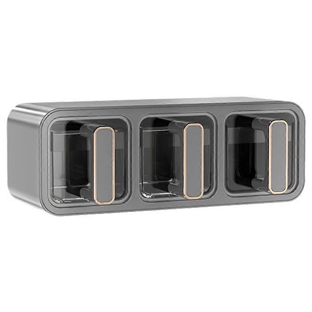 Wall Mounted Kitchen Seasoning Storage Box Set with MultiGrid Spice Jars for Salt and MSG