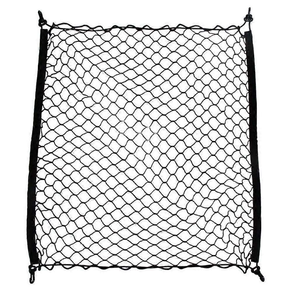 Cargo Net Car Trunk Organizer with Elastic Mesh Storage and 4 Hooks for Vehicle Boot