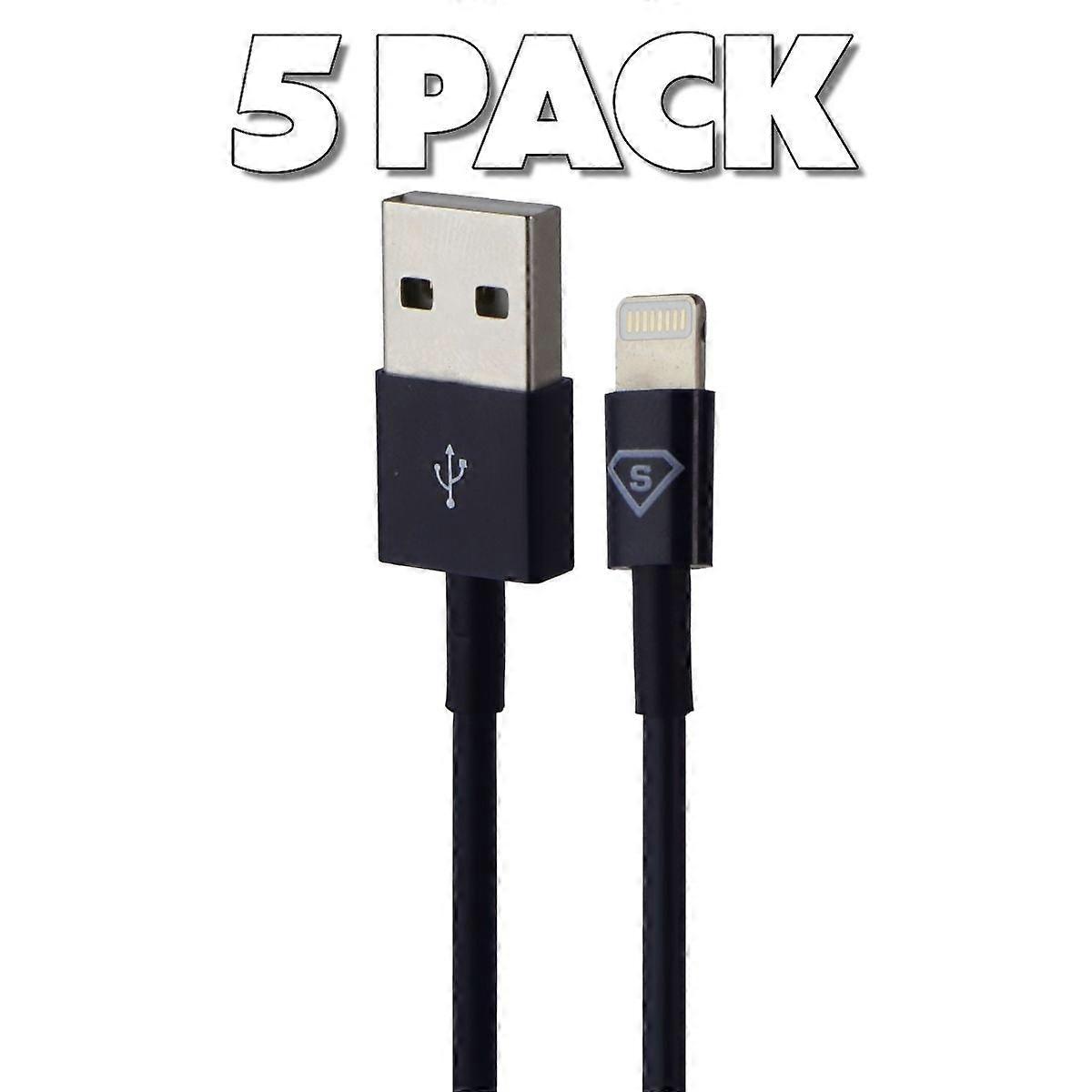 5 Pack Combo of (3-Ft) 8-Pin to USB Charging Cables for compatible with iPhone/compatible with iPad - Blue