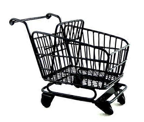 دمى البيت عربة التسوق السوداء عربة مع مقعد الطفل 1:12 متجر ملحق مخزن