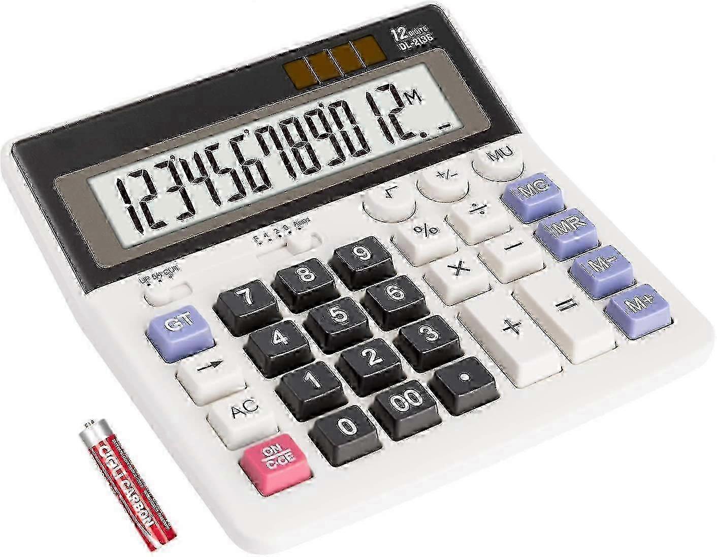 Desktop Calculator Business Standard Function, Big Button, 12 Digit, Large Lcd Display, Solar/battery Dual Power, Memory Function For Home And Office