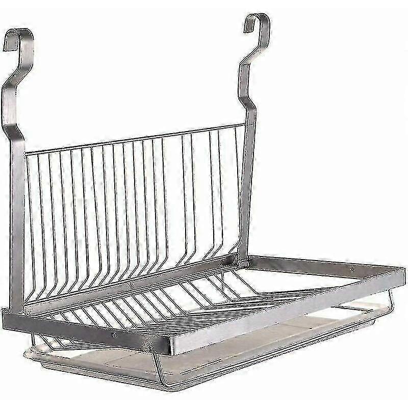 Collapsible stainless steel rack for dishes, wall mounted space efficient