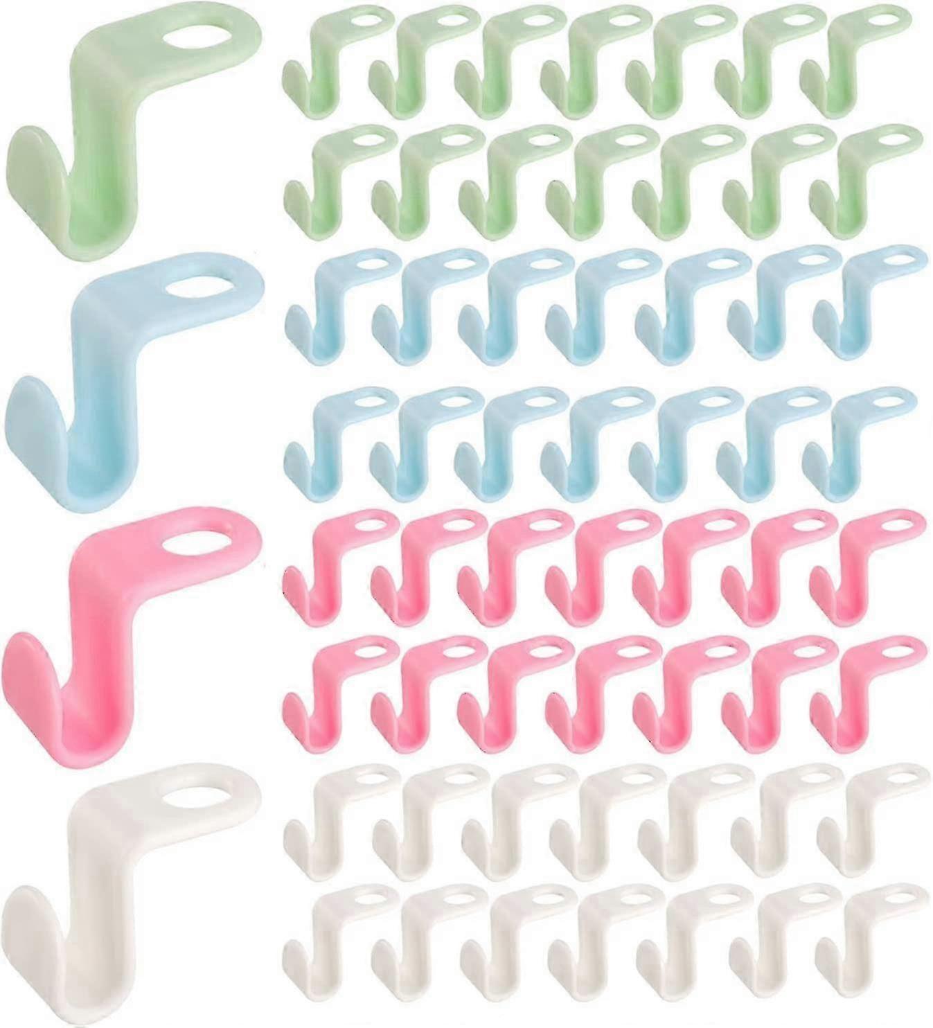 56 Pack Space Saving Hanger Hooks, Coat Clips Clips, Mini Cascading Hangers for Cabinets, 4 Colors