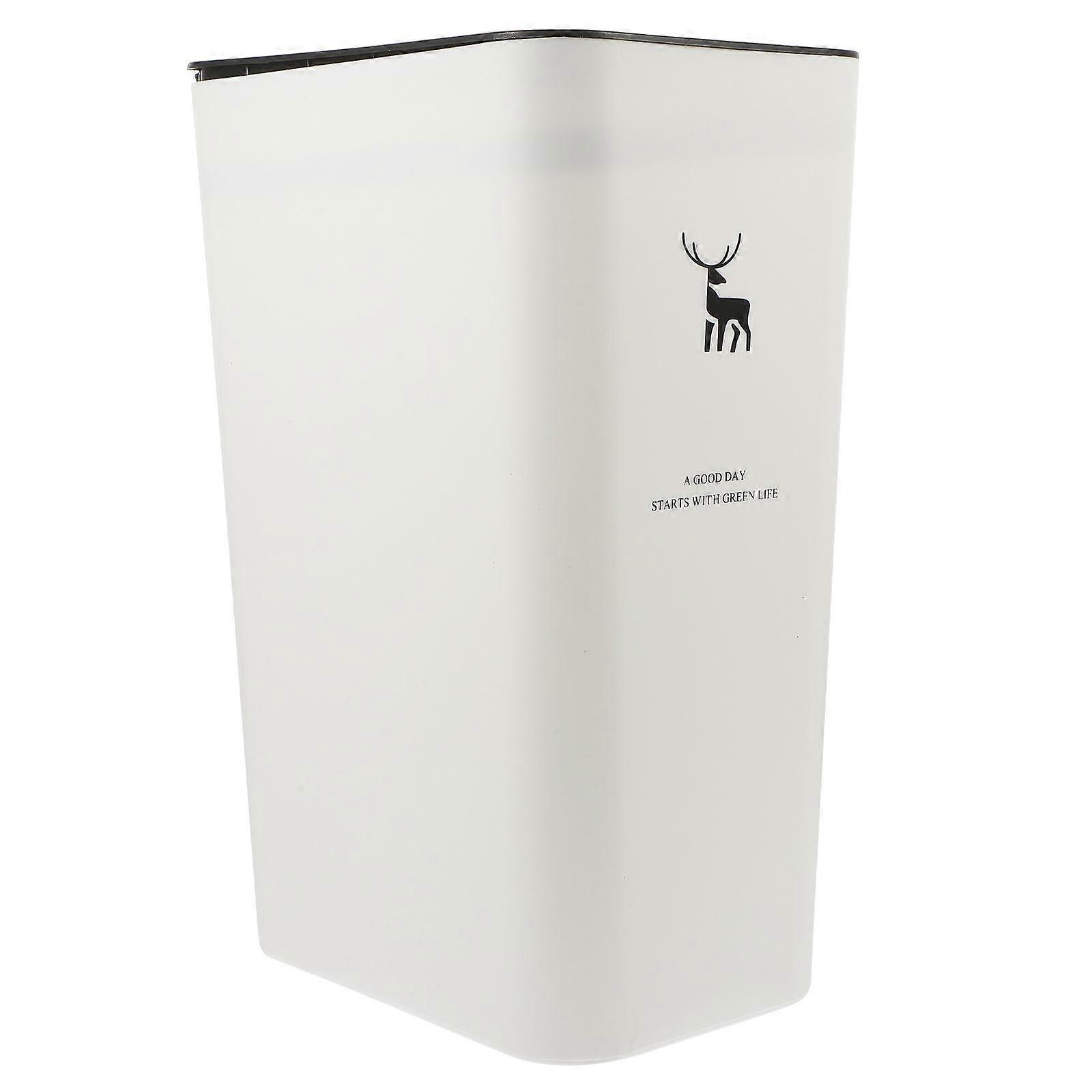 Push Type Trash Can Kitchen Bathroom Trash Can with Lid Garbage Wastepaper Bin