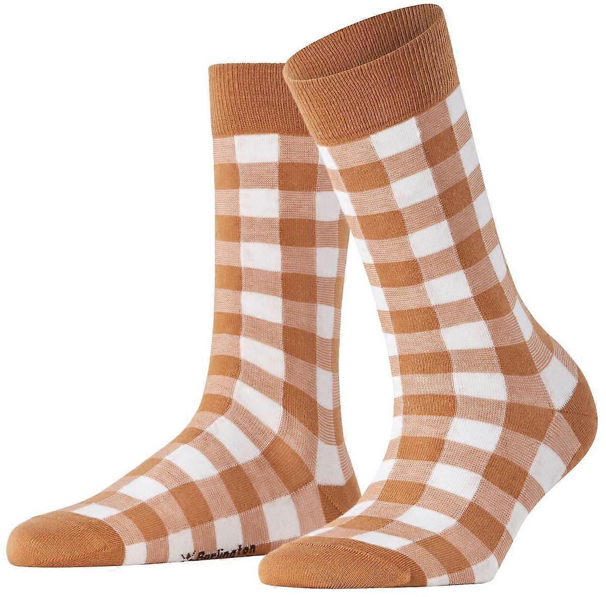 Burlington Vichy Socks - Brown Sugar Beige