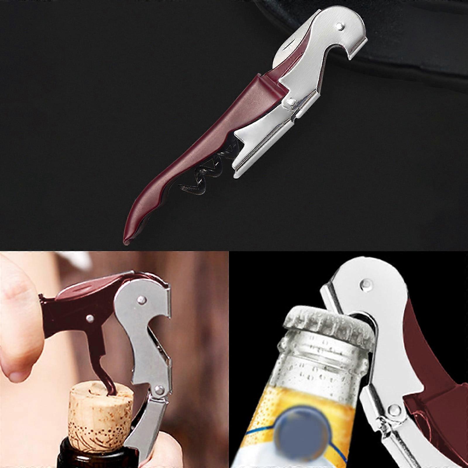WJSXC Waiters Wine Key for Servers, Bartender with Foil Cutter, Manual Wine Bottle Opener Double Hinged Red