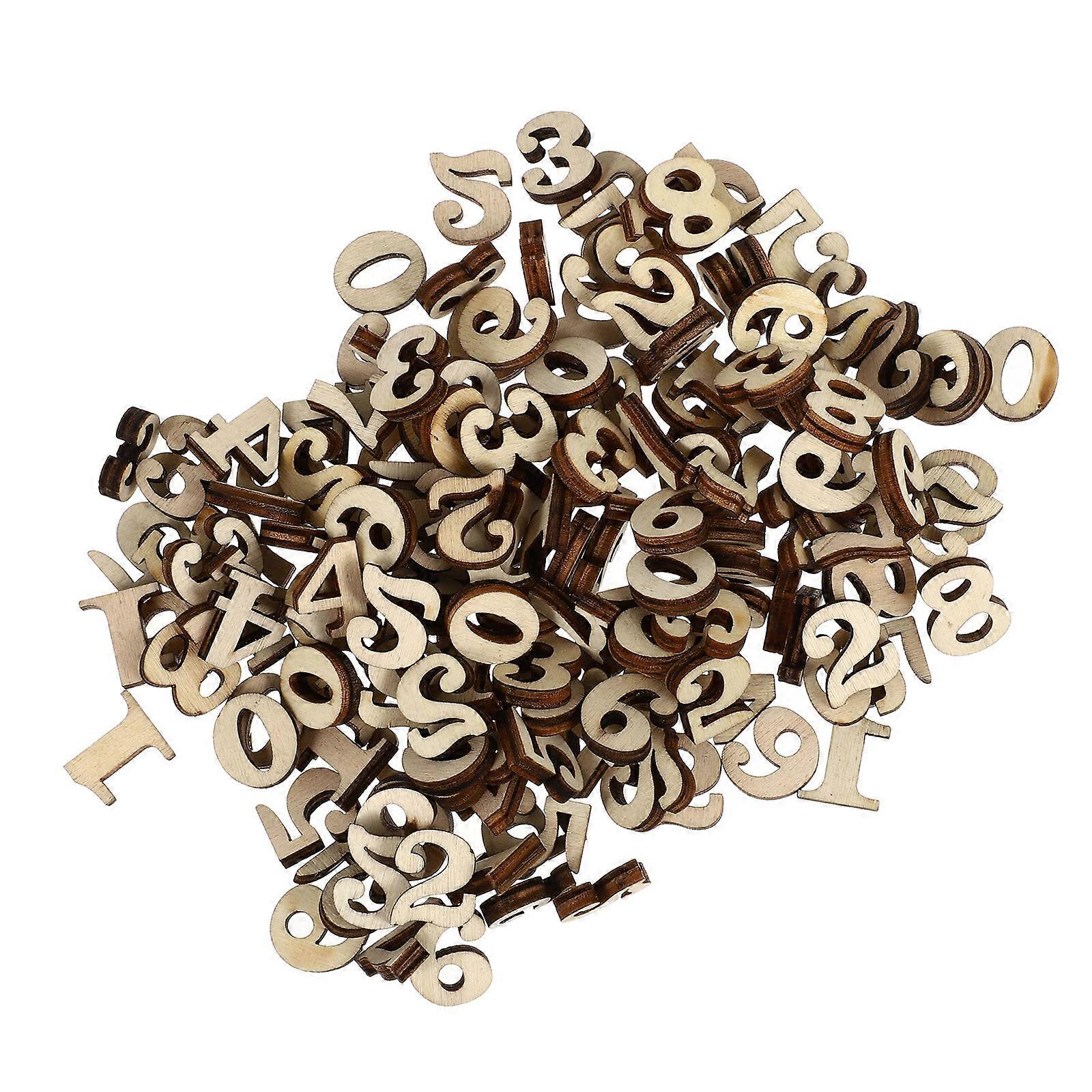 Original Wood Slice Number Pattern DIY Craft Material for Scrapbooking 200Pcs