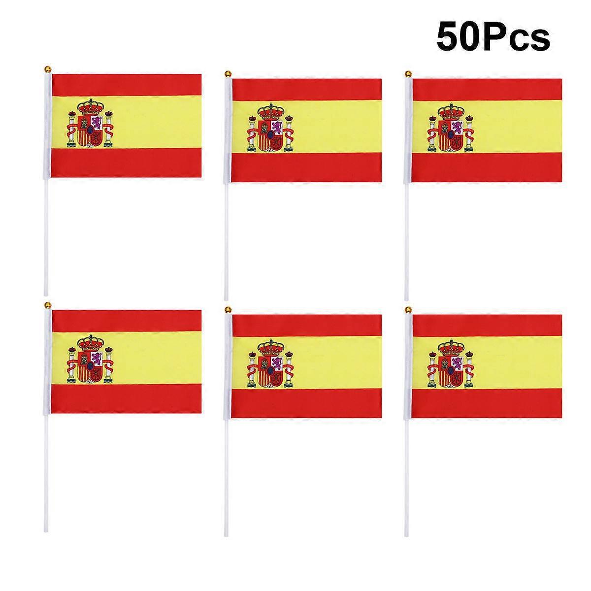 Hand Held Flags Spain Stick Flag for Decoration 50Pcs Stick Flags