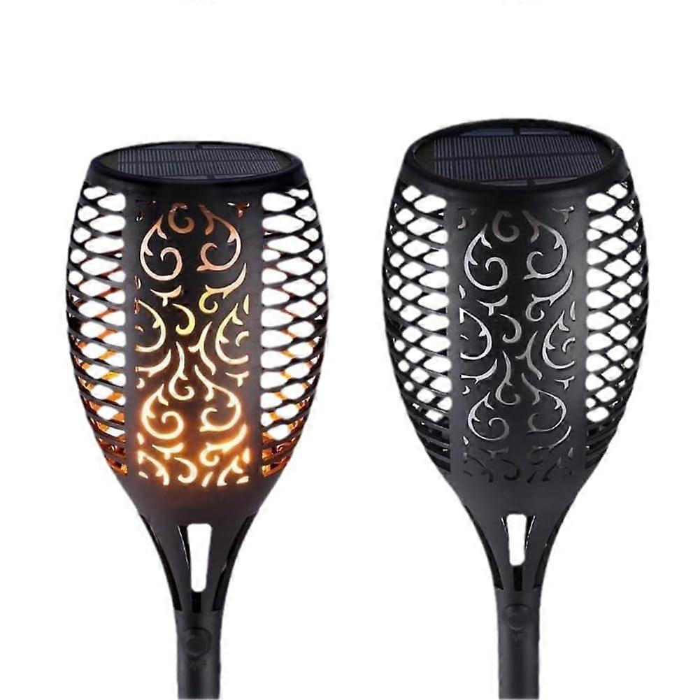 Solar Torch Lights 2 Pack with Realistic Flickering Flame IP65 Waterproof for Garden Pathway